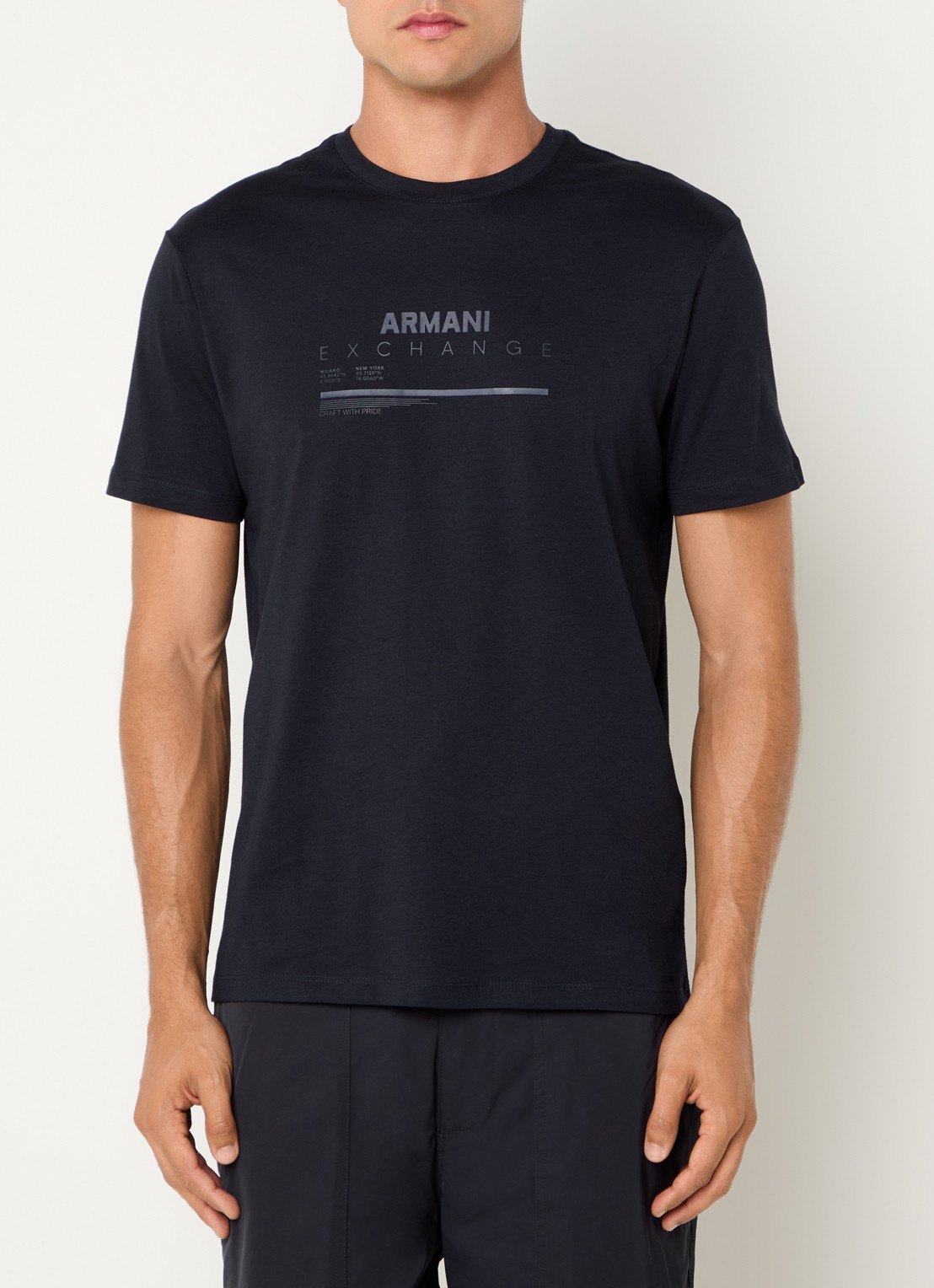 Armani T-shirt met logoprint - detail donkerblauw