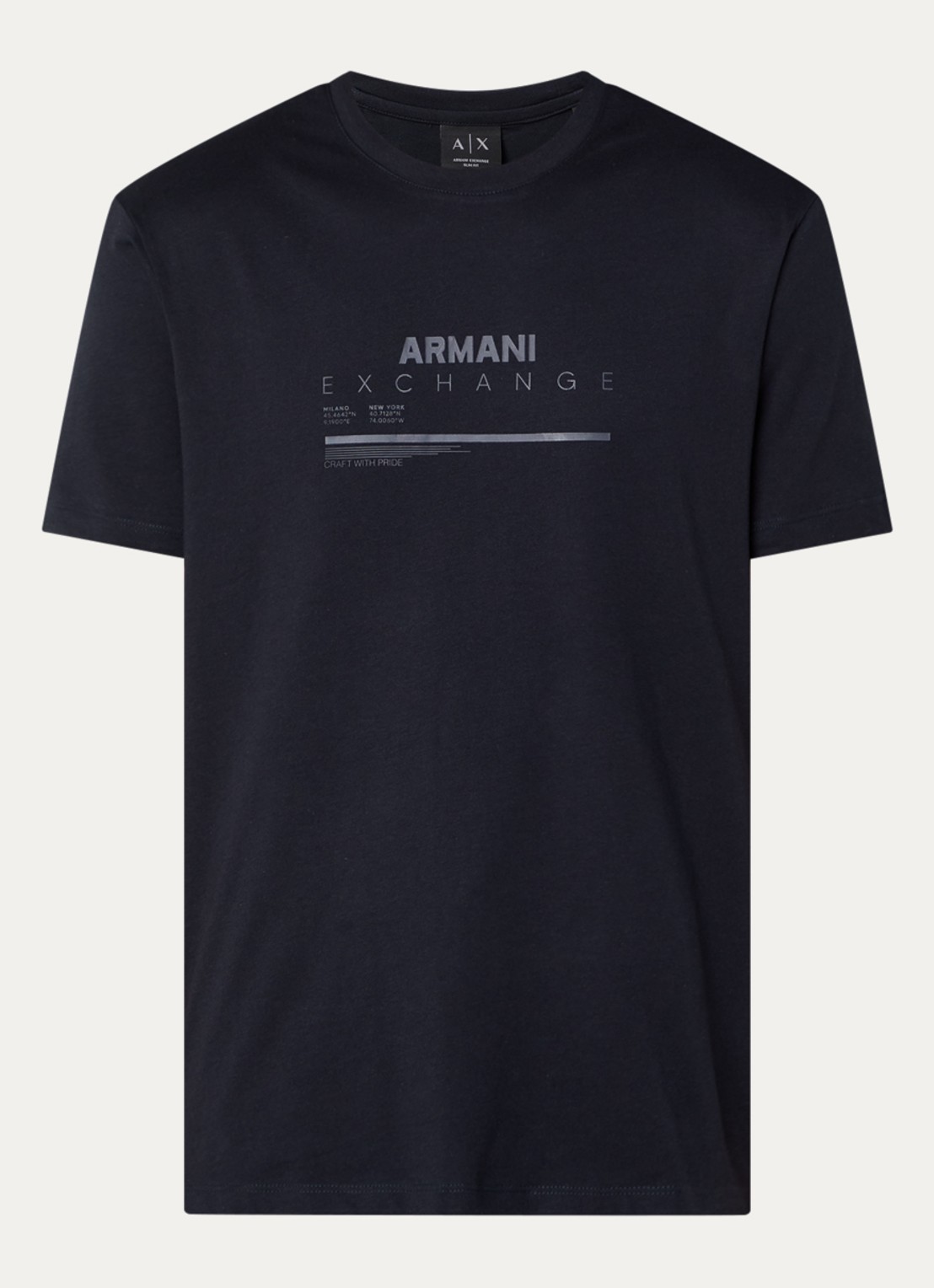 Armani T-shirt met logoprint - voorkant 2 donkerblauw