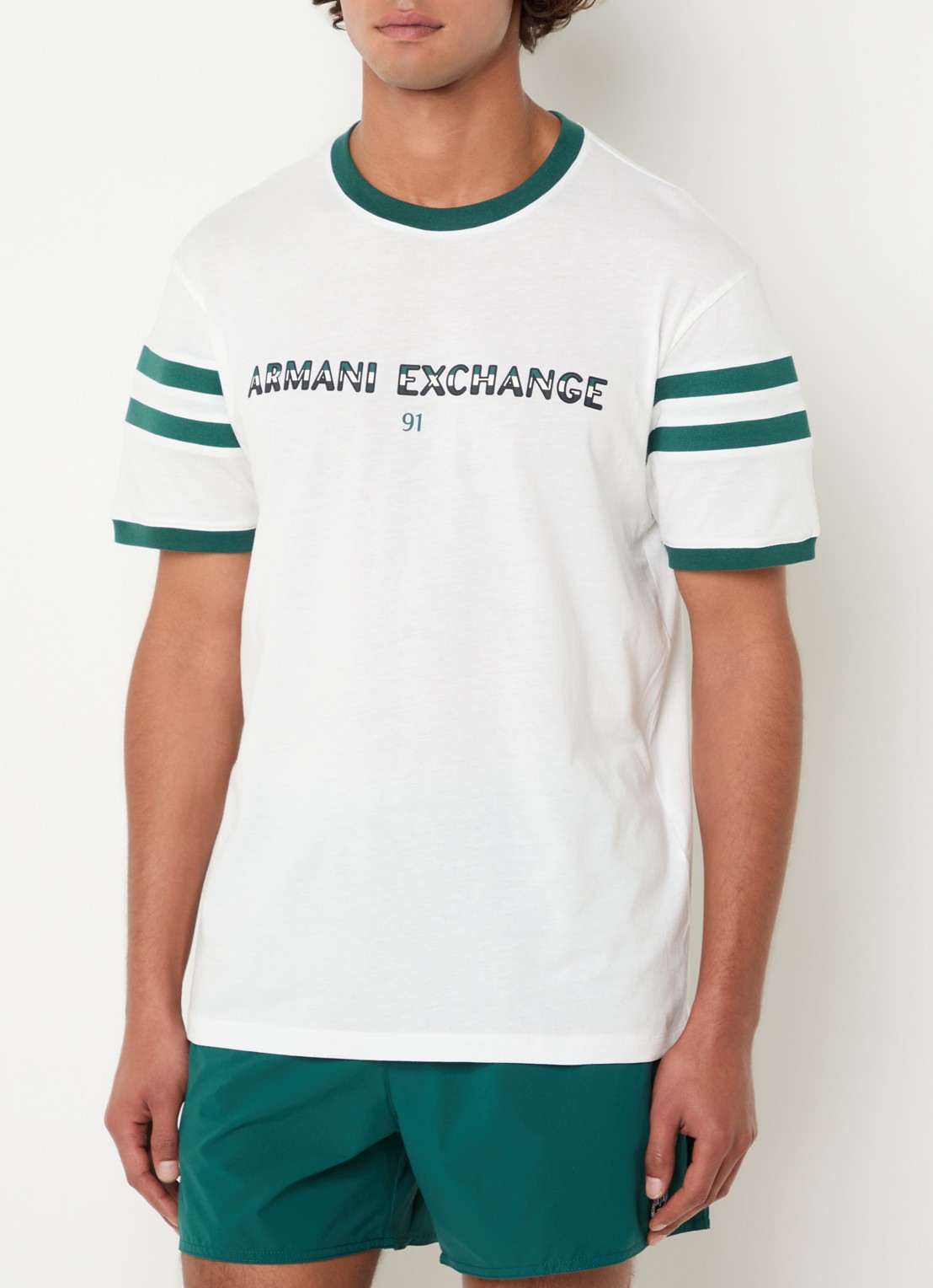 Armani T-shirt met logoprint - detail 4 wit