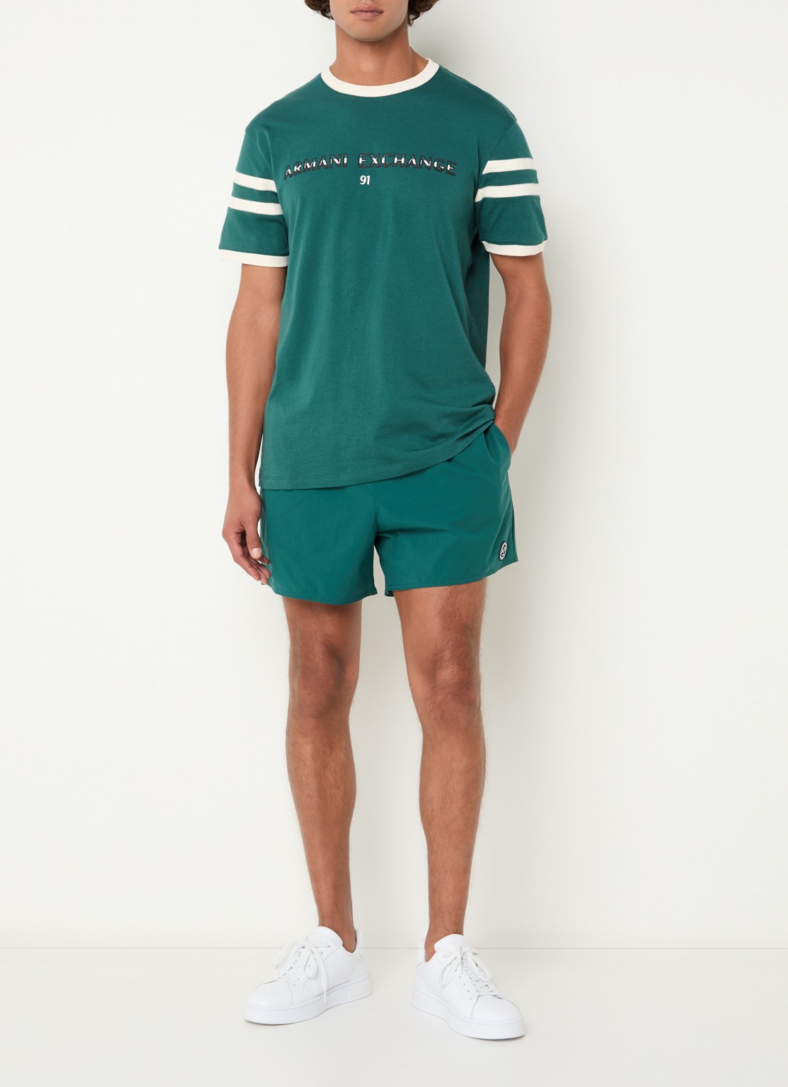Armani T-shirt met logoprint - voorkant 4 zeegroen