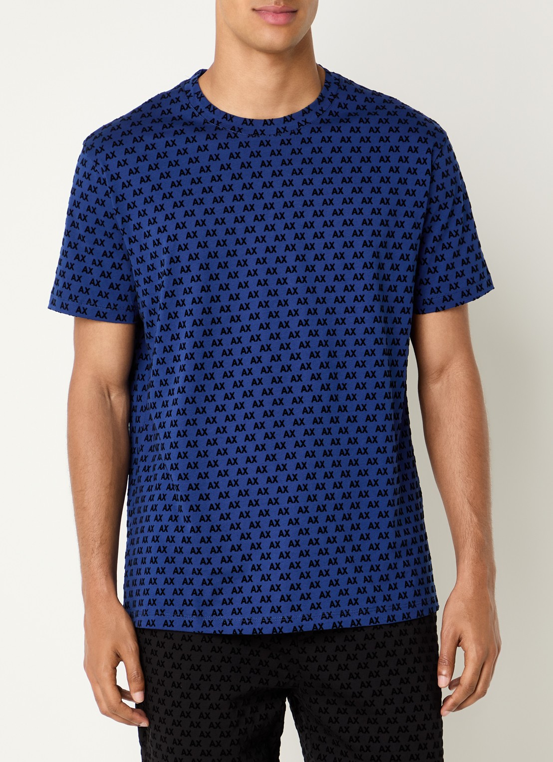 Armani T-shirt met logoprint - detail 3 kobaltblauw