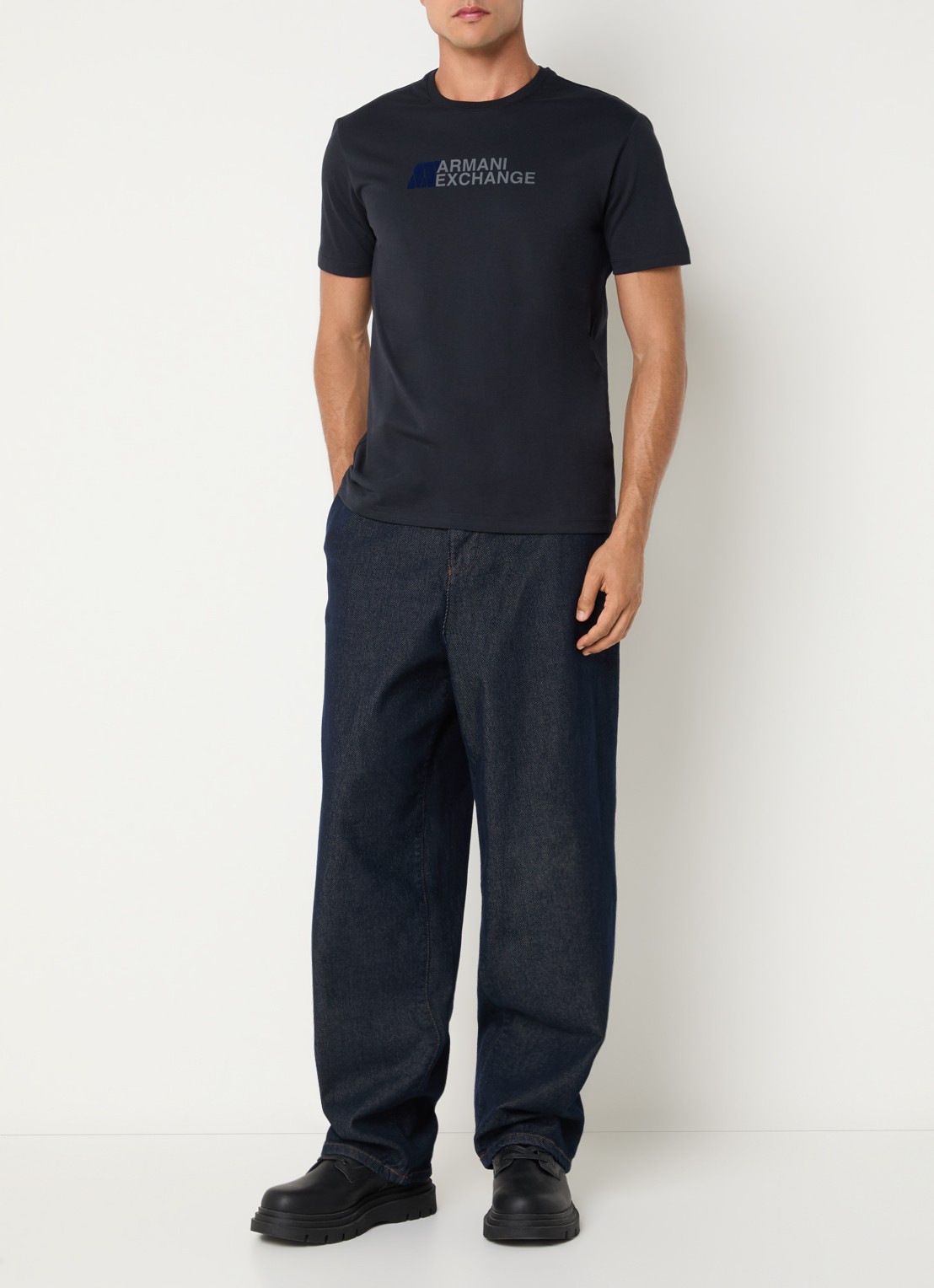 Armani T-shirt met logoprint - voorkant 4 donkerblauw