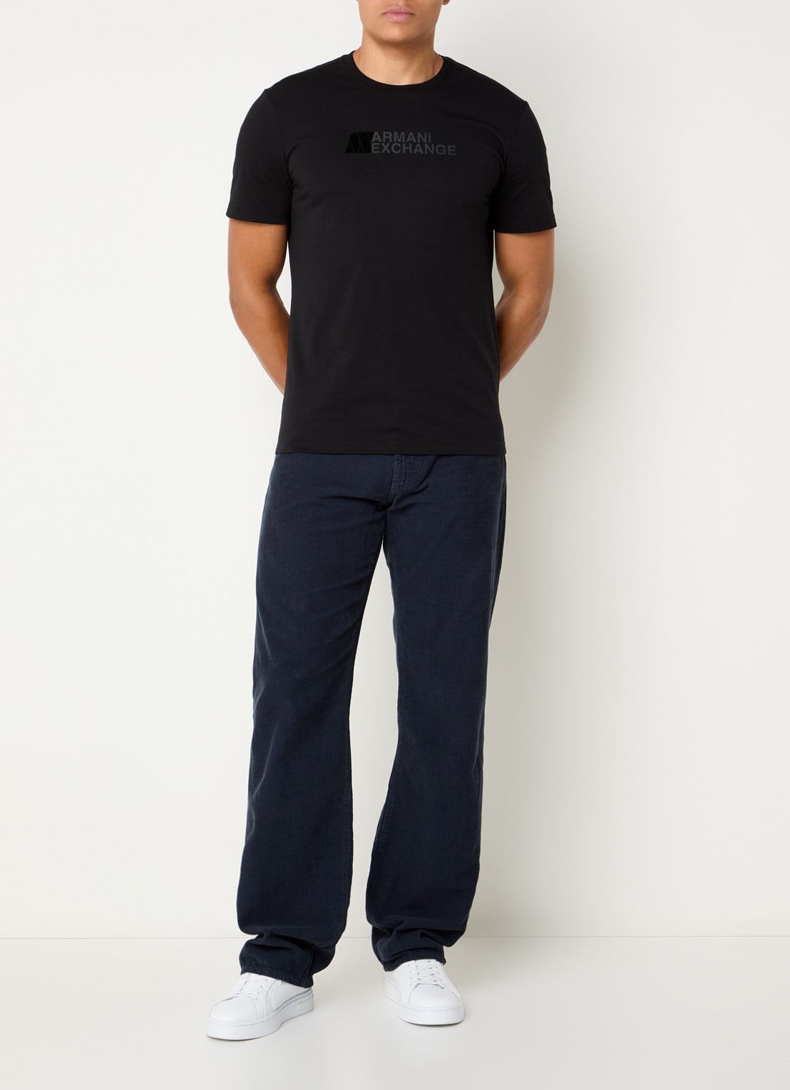 Armani T-shirt met logoprint - voorkant 2 zwart