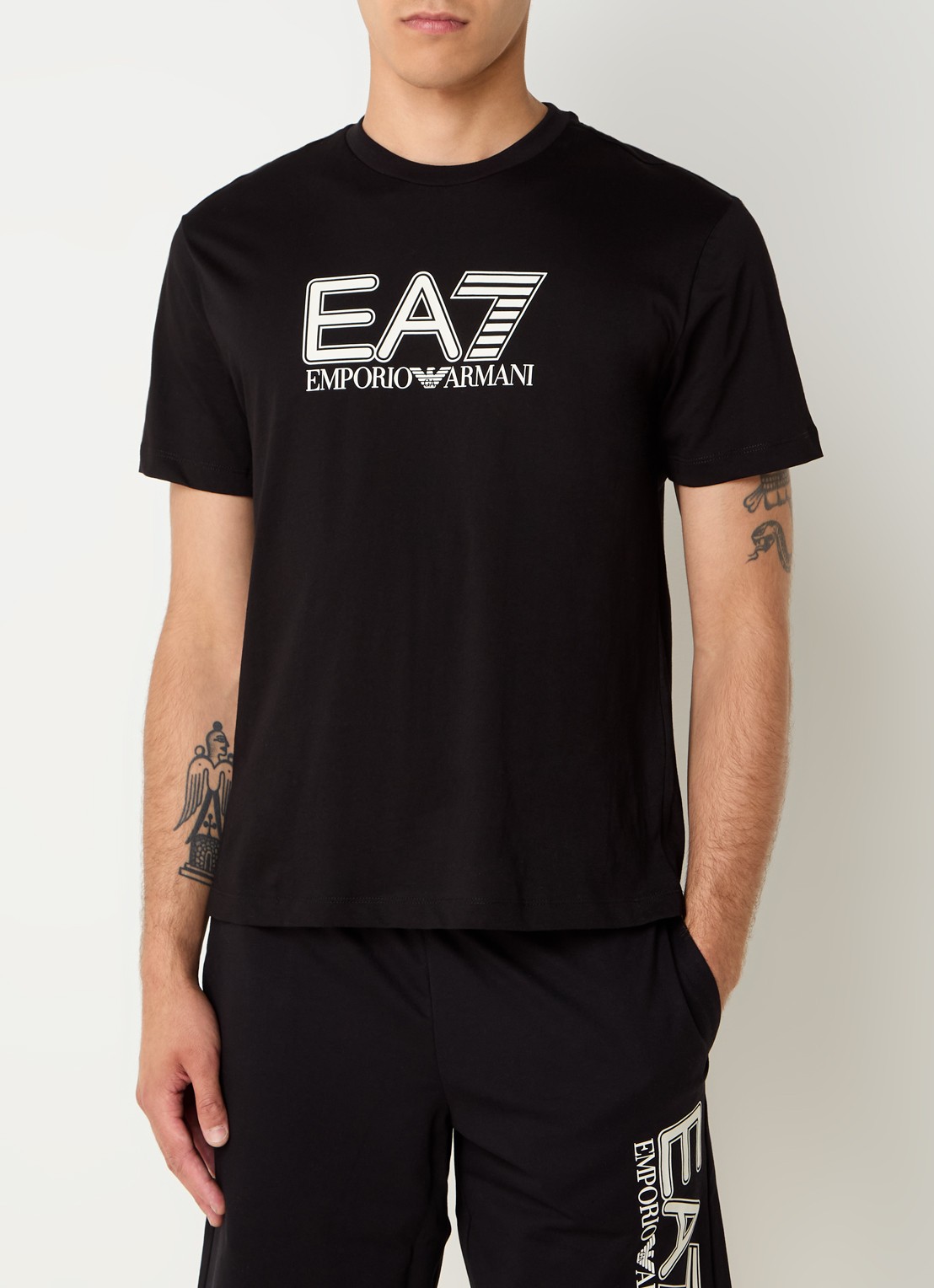Armani T-shirt met logoprint - detail zwart