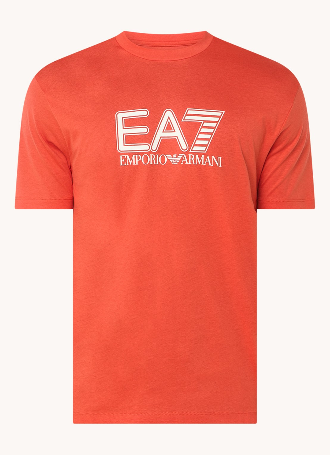 Armani T-shirt met logoprint - voorkant 3 oranjerood