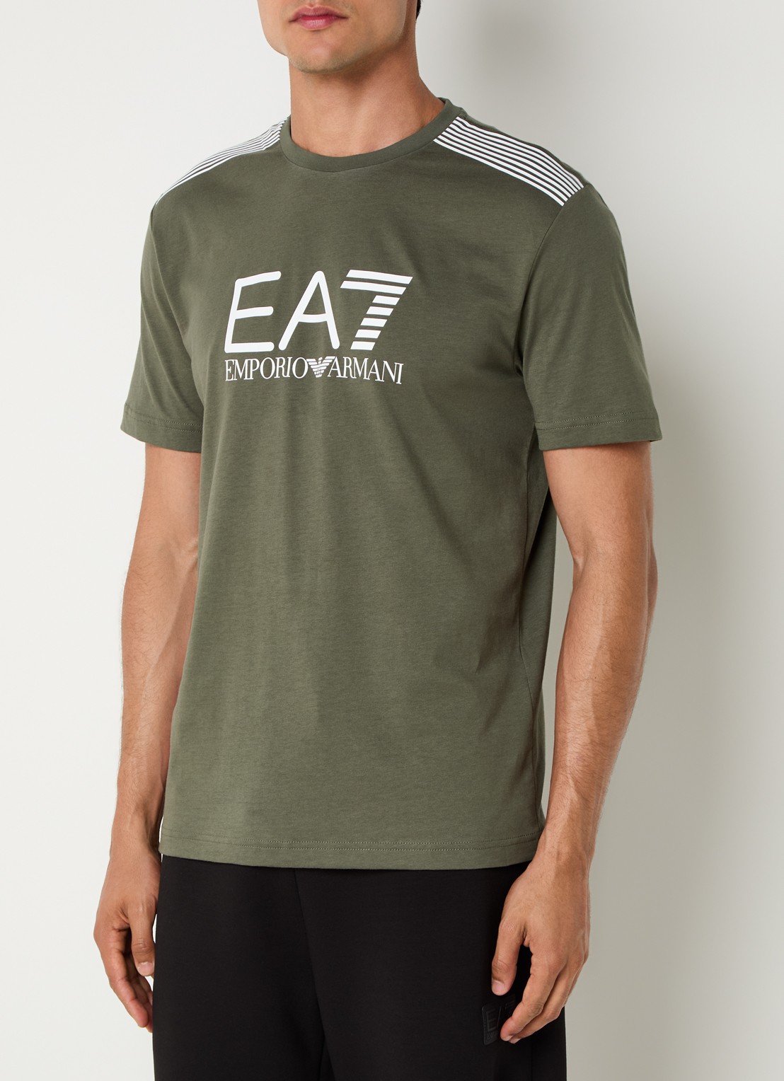 Armani T-shirt met logoprint - detail legergroen
