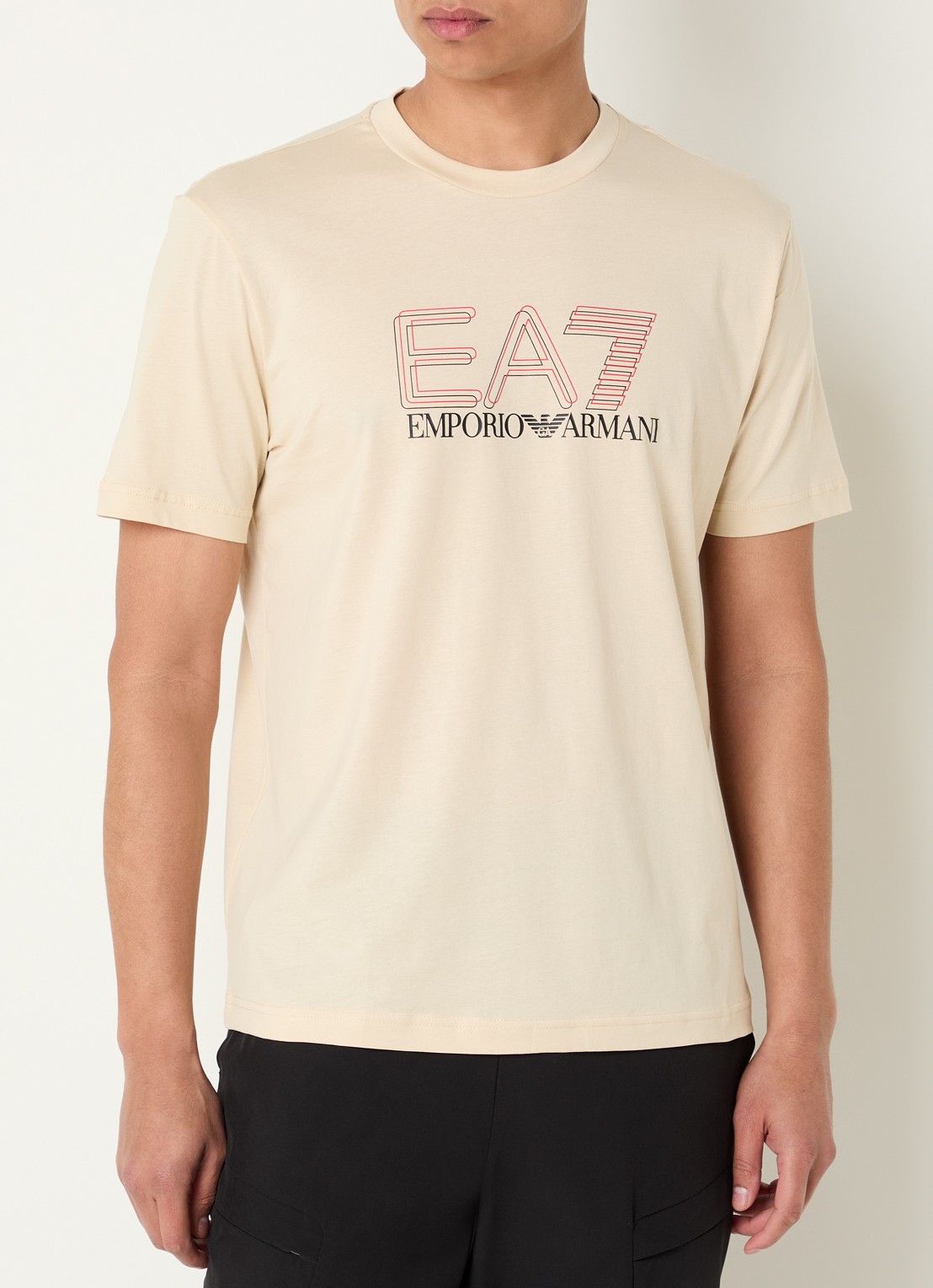 Armani T-shirt met logoprint - detail creme