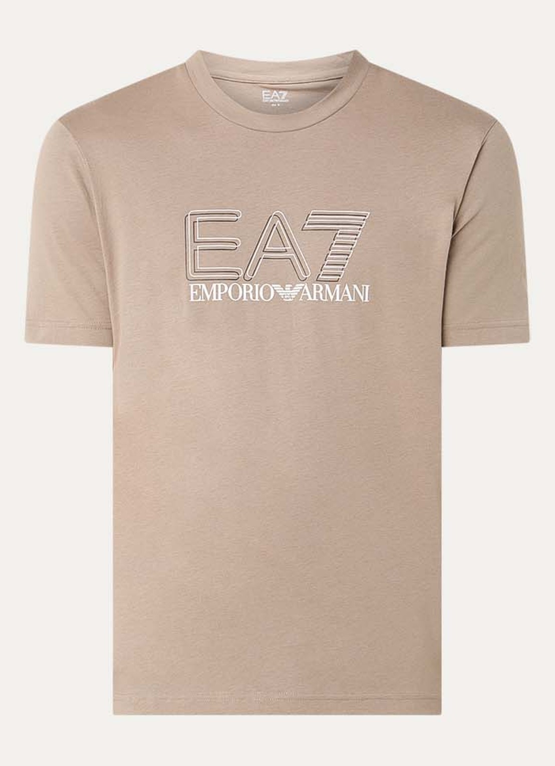 Armani T-shirt met logoprint - voorkant 2 donkerbeige
