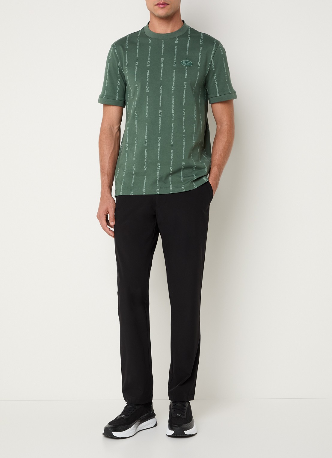 Armani T-shirt met logoprint - voorkant 3 groen