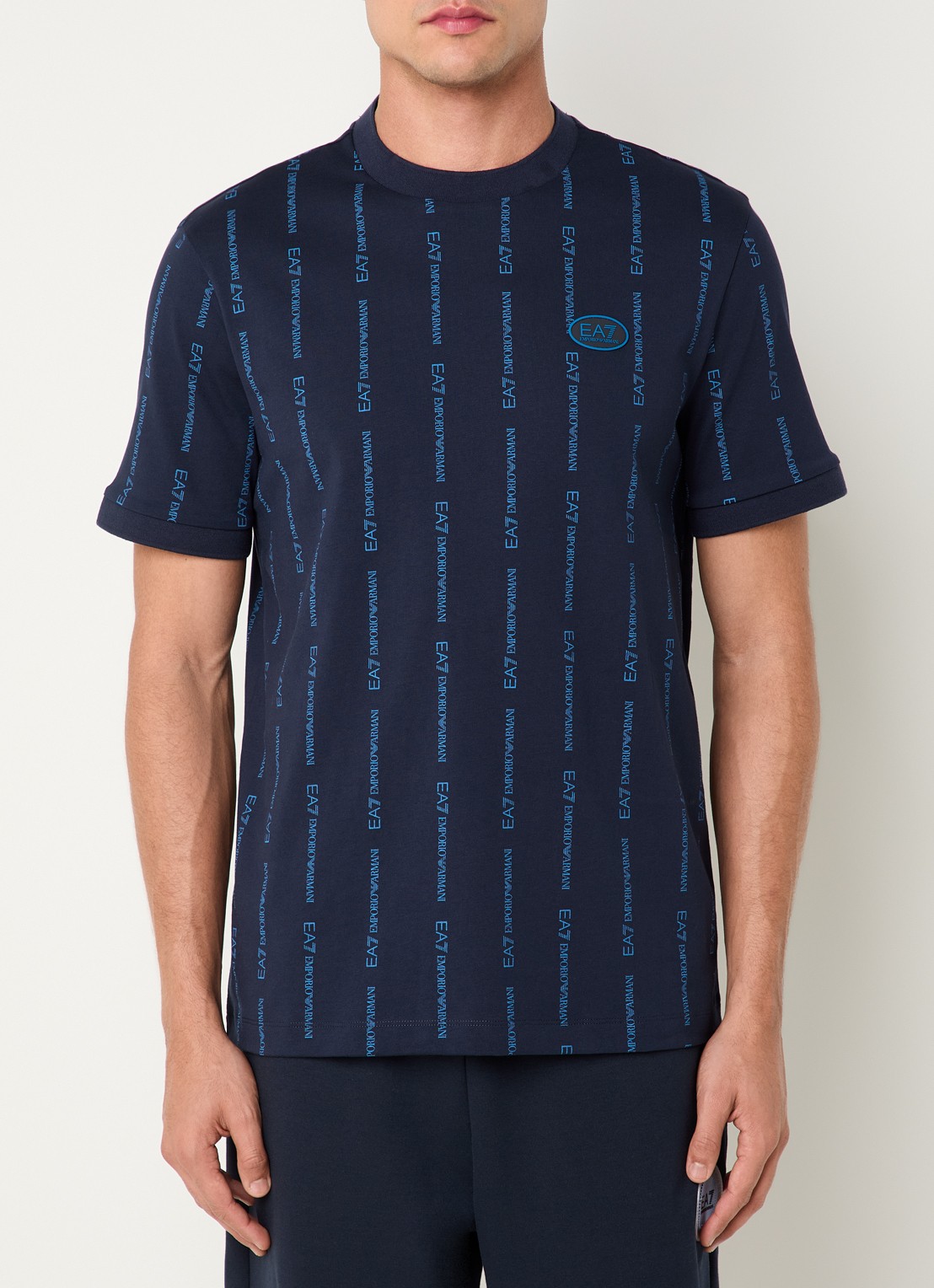 Armani T-shirt met logoprint - detail indigo