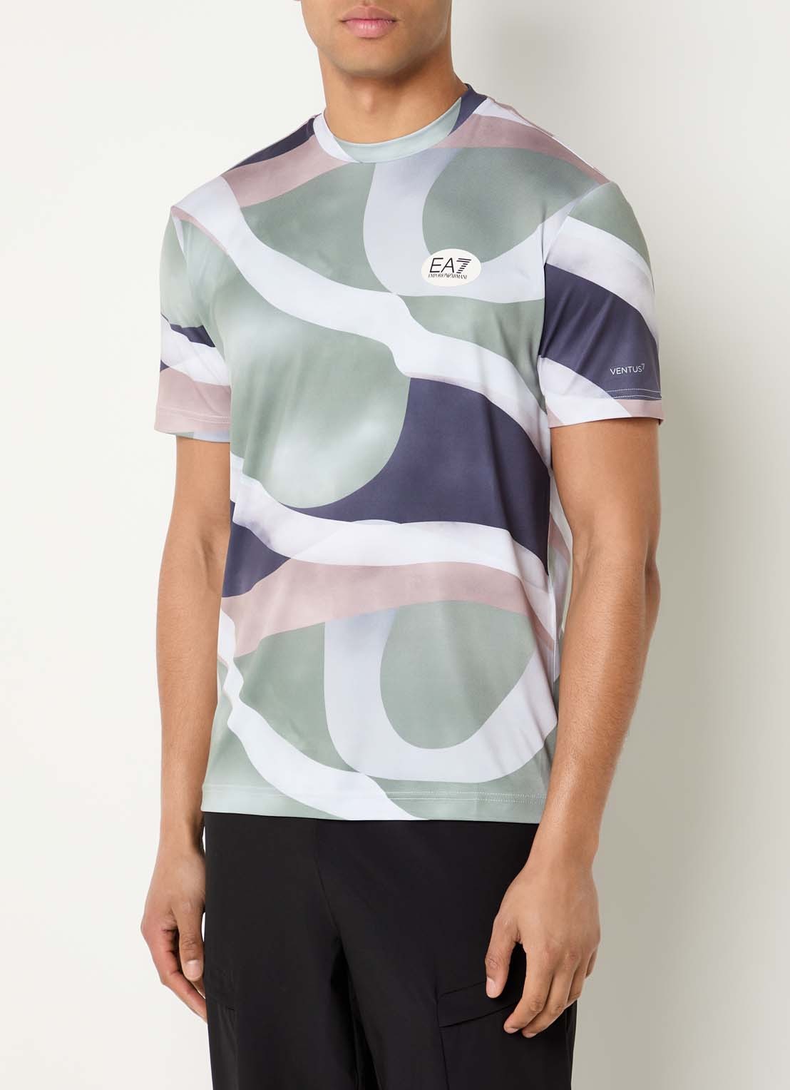 Armani T-shirt met logoprint - detail 3 donkergroen