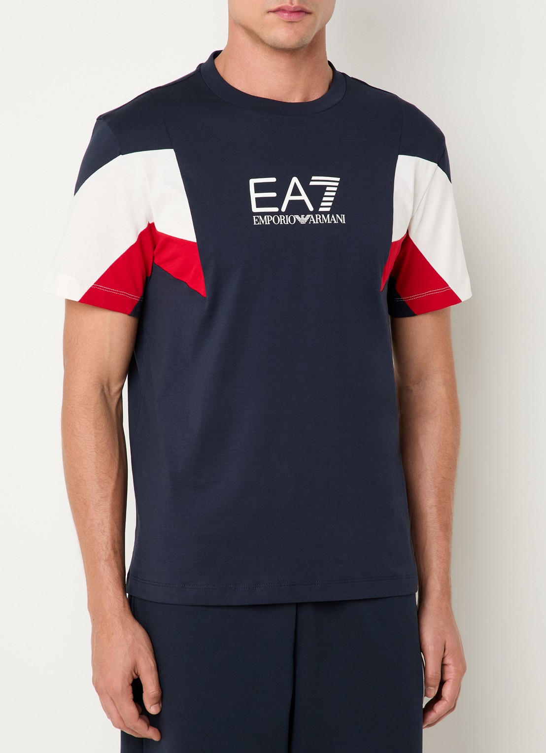 Armani T-shirt met logoprint - detail 4 donkerblauw