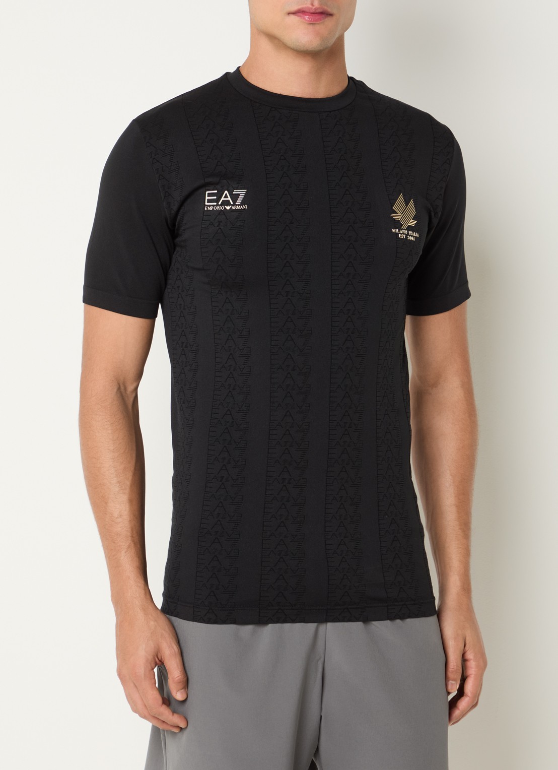 Armani T-shirt met logoprint - detail 2 zwart