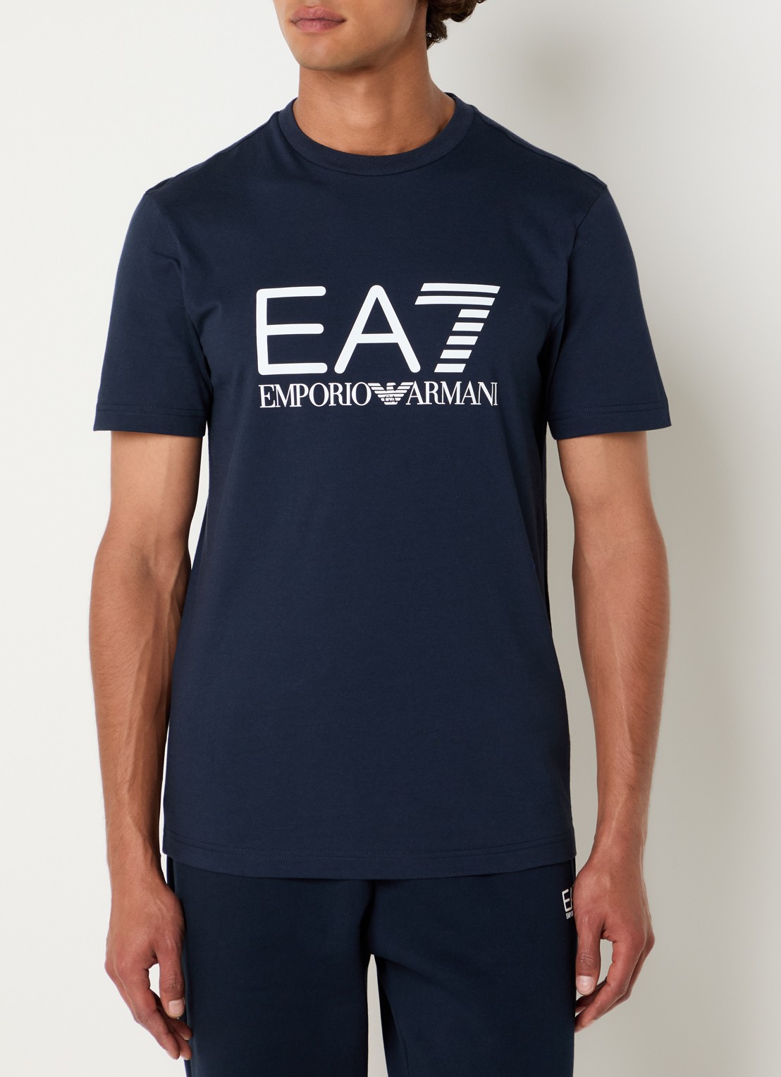 Armani T-shirt met logoprint - detail 3 donkerblauw
