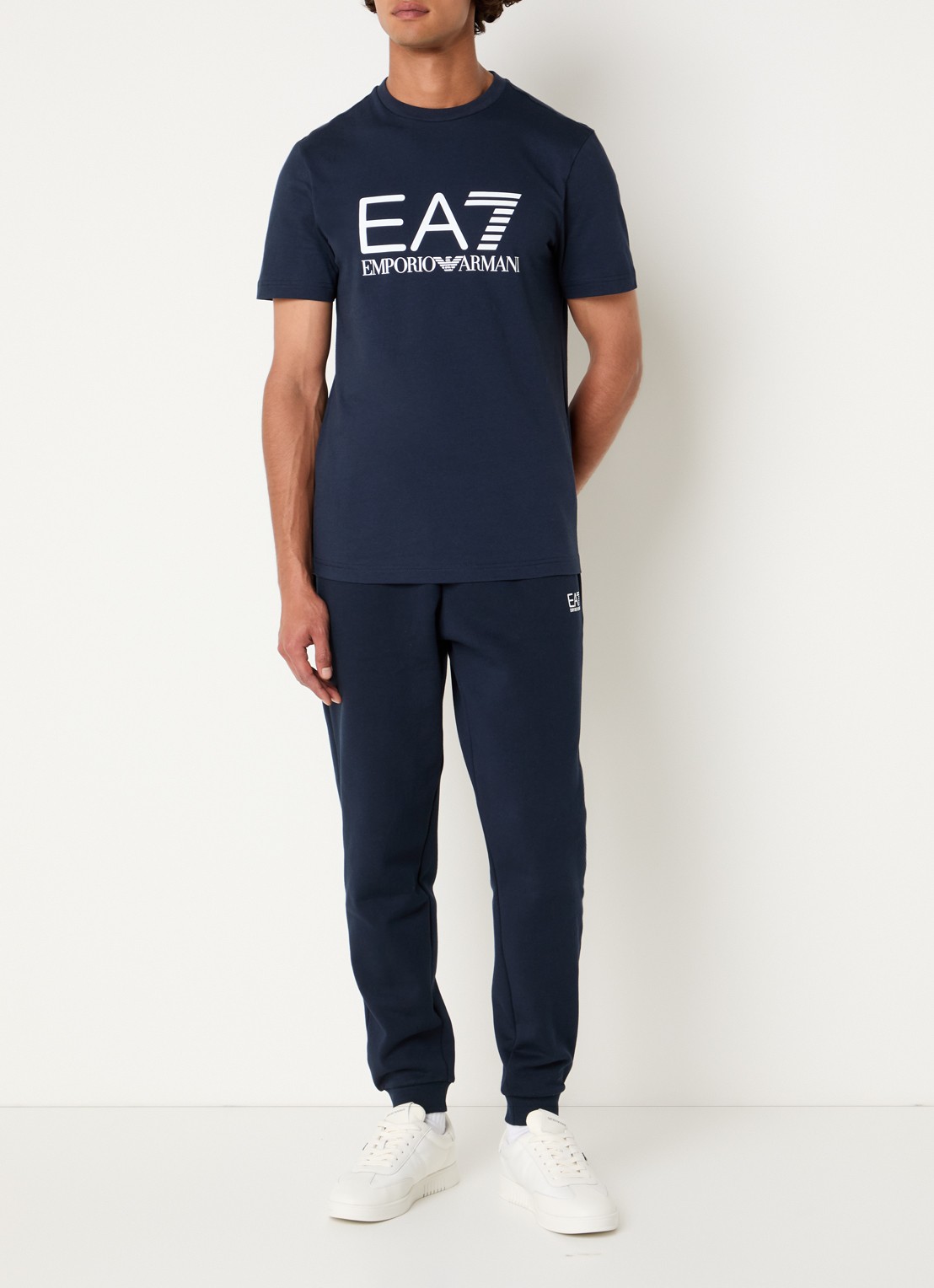 Armani T-shirt met logoprint - voorkant 2 donkerblauw