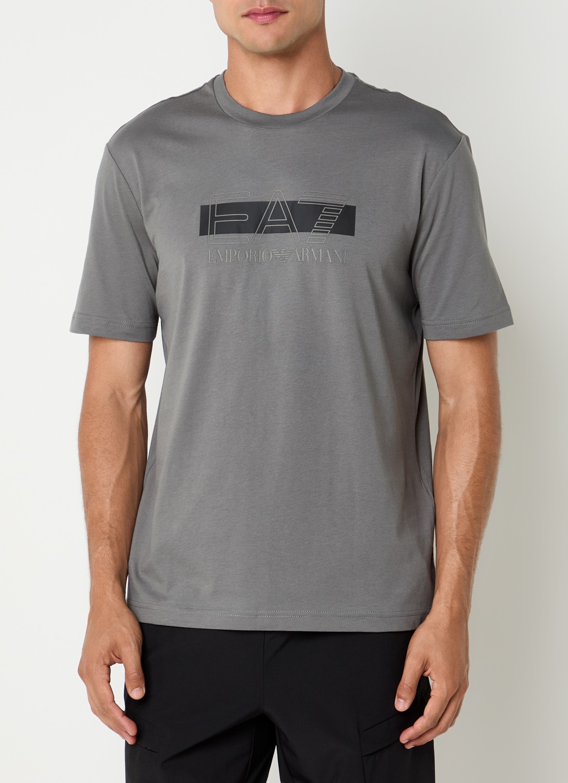 Armani T-shirt met logoprint - detail 4 olijfgroen