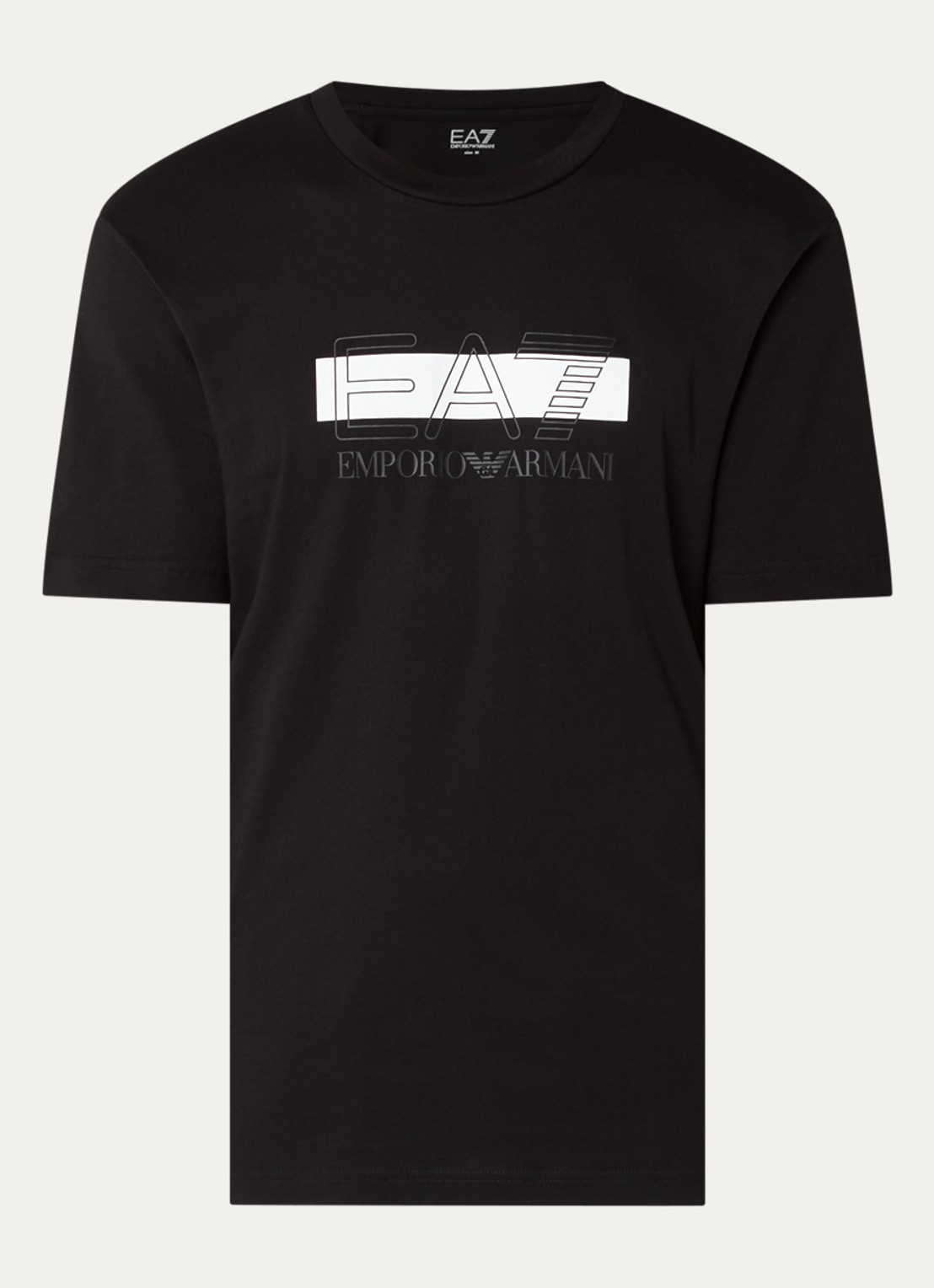 Armani T-shirt met logoprint - voorkant 2 zwart