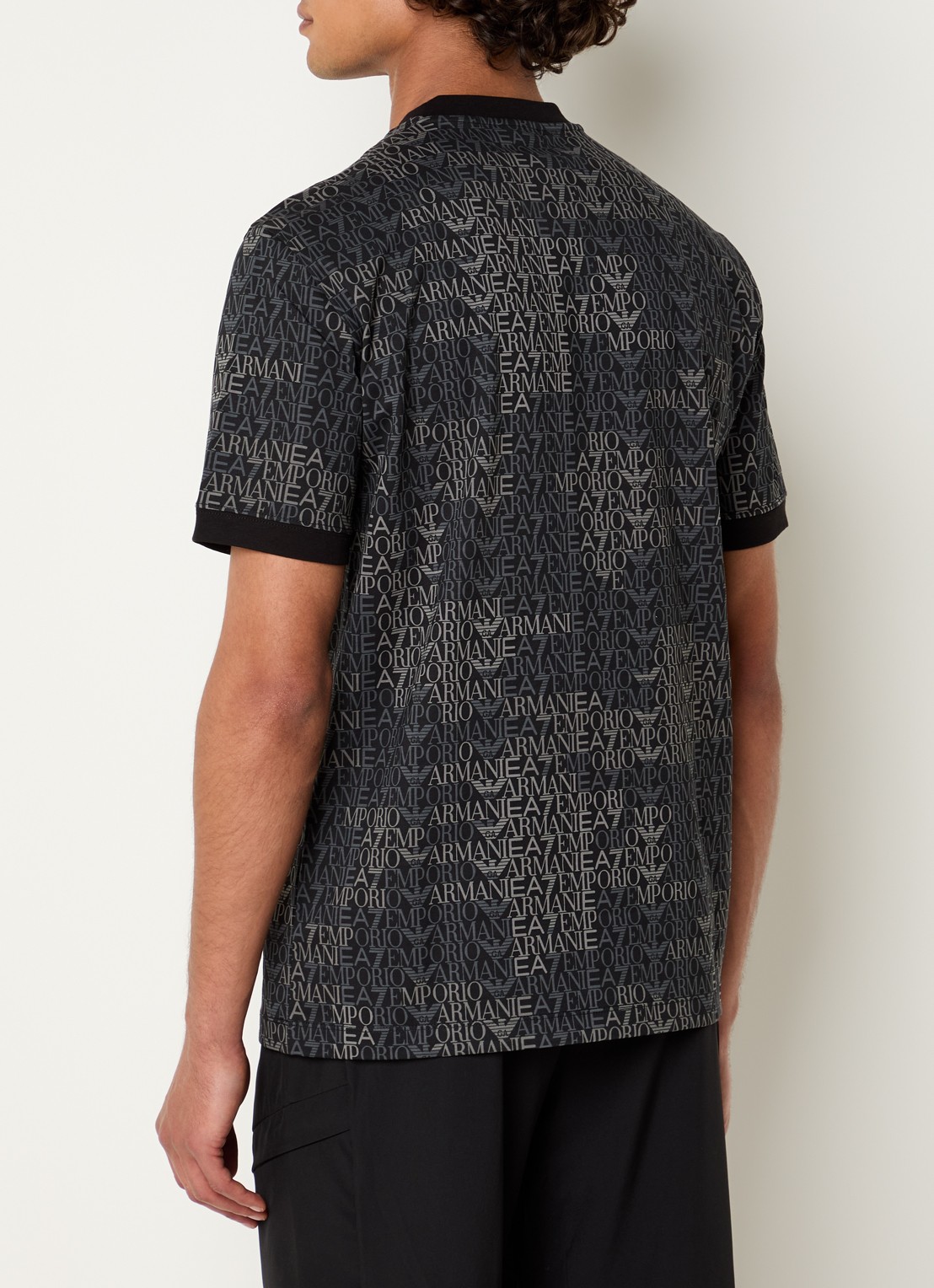 Armani T-shirt met logoprint - achterkant 3 zwart