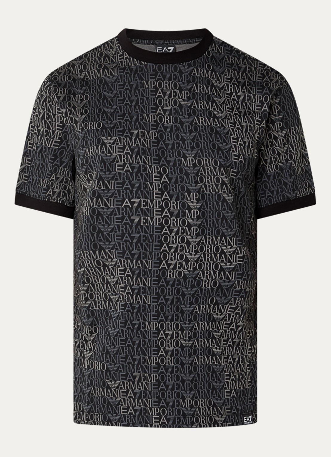 Armani T-shirt met logoprint - voorkant zwart