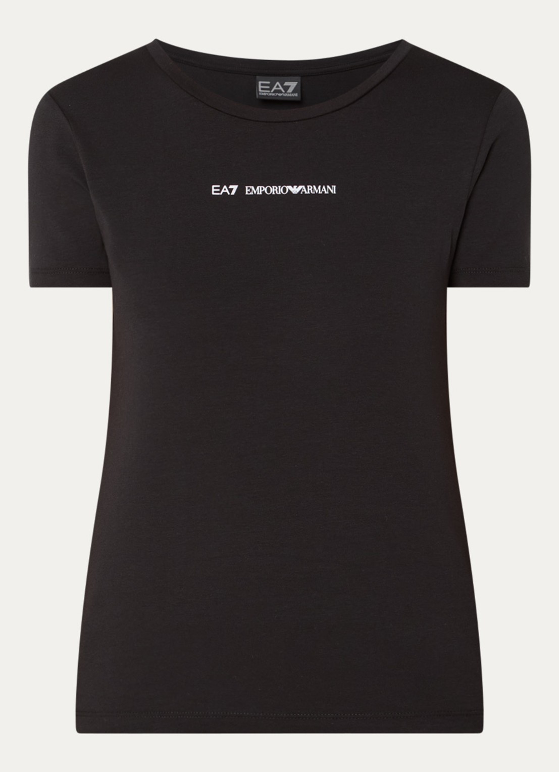 Armani T-shirt met logoprint - voorkant 2 zwart