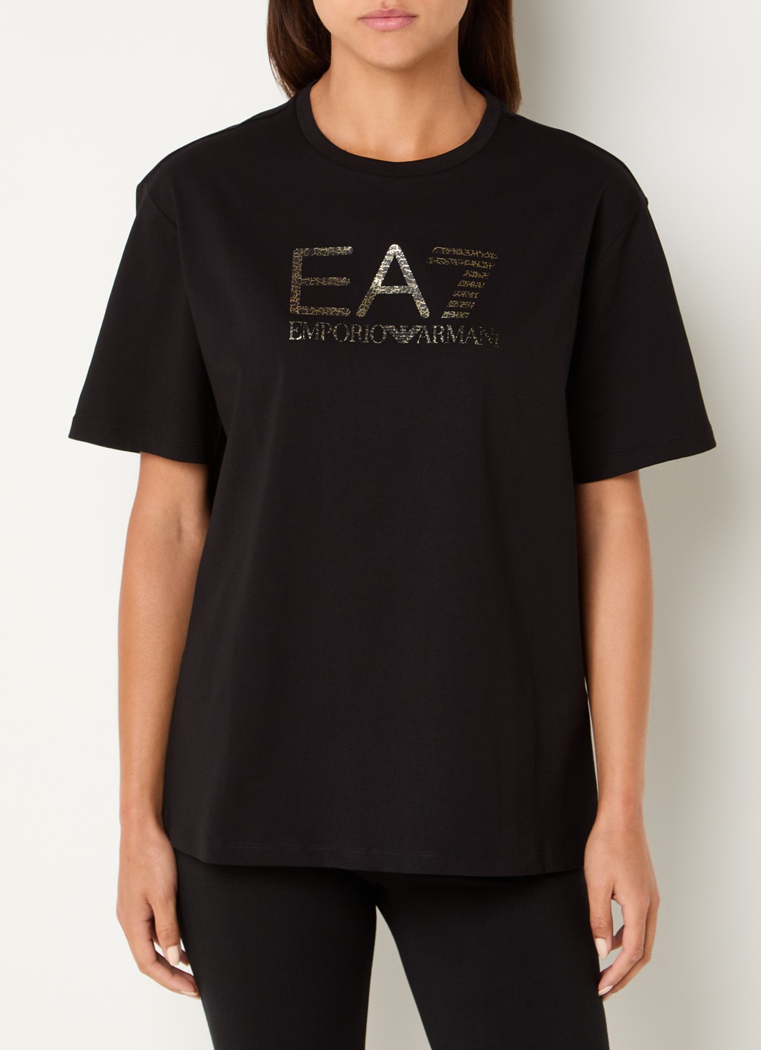 Armani T-shirt met logoprint  - detail 4 zwart