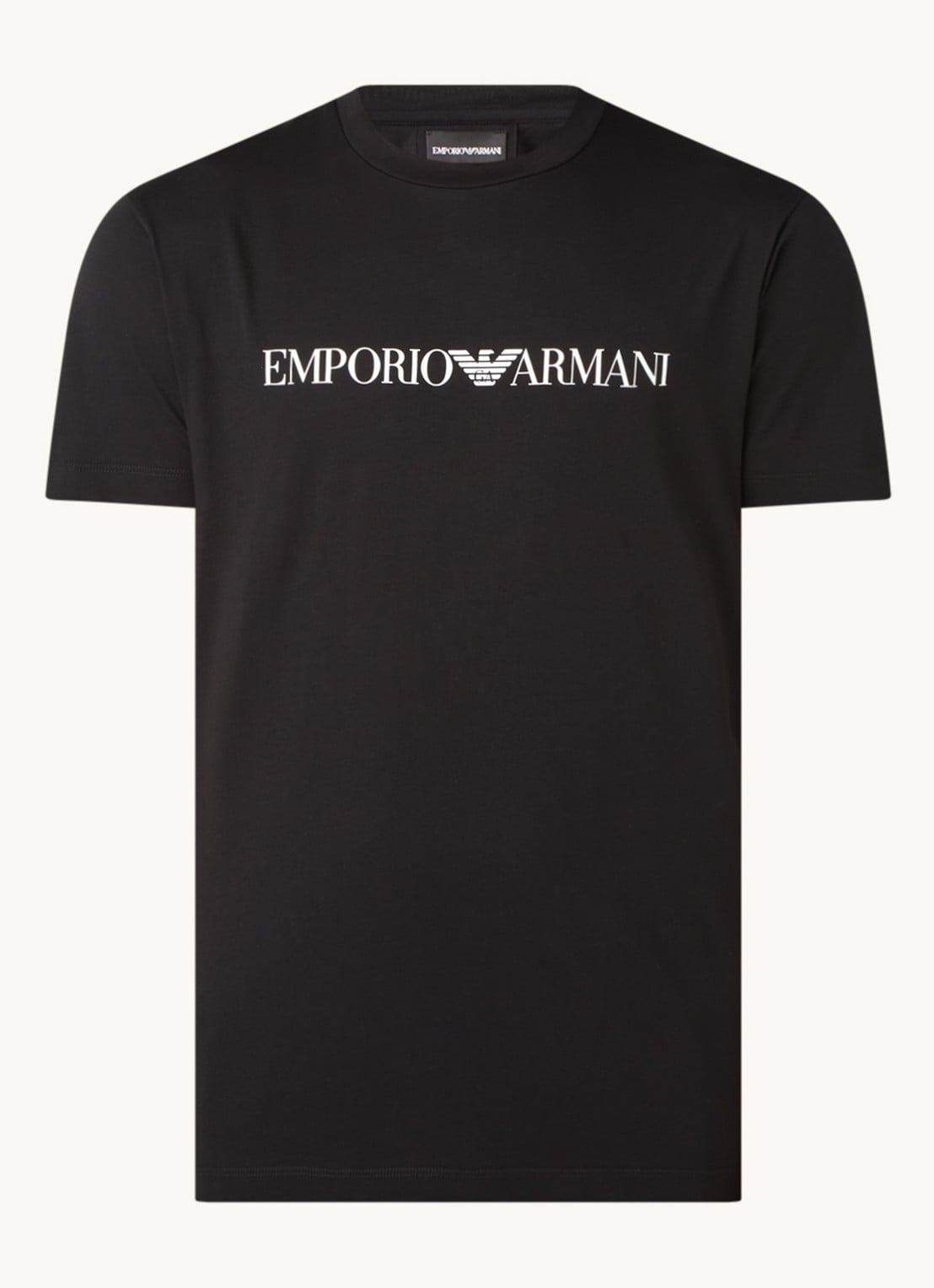 Armani T-shirt met logoprint - voorkant 2 zwart