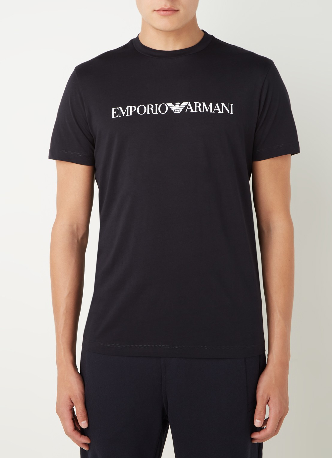 Armani T-shirt met logoprint - detail 3 donkerblauw