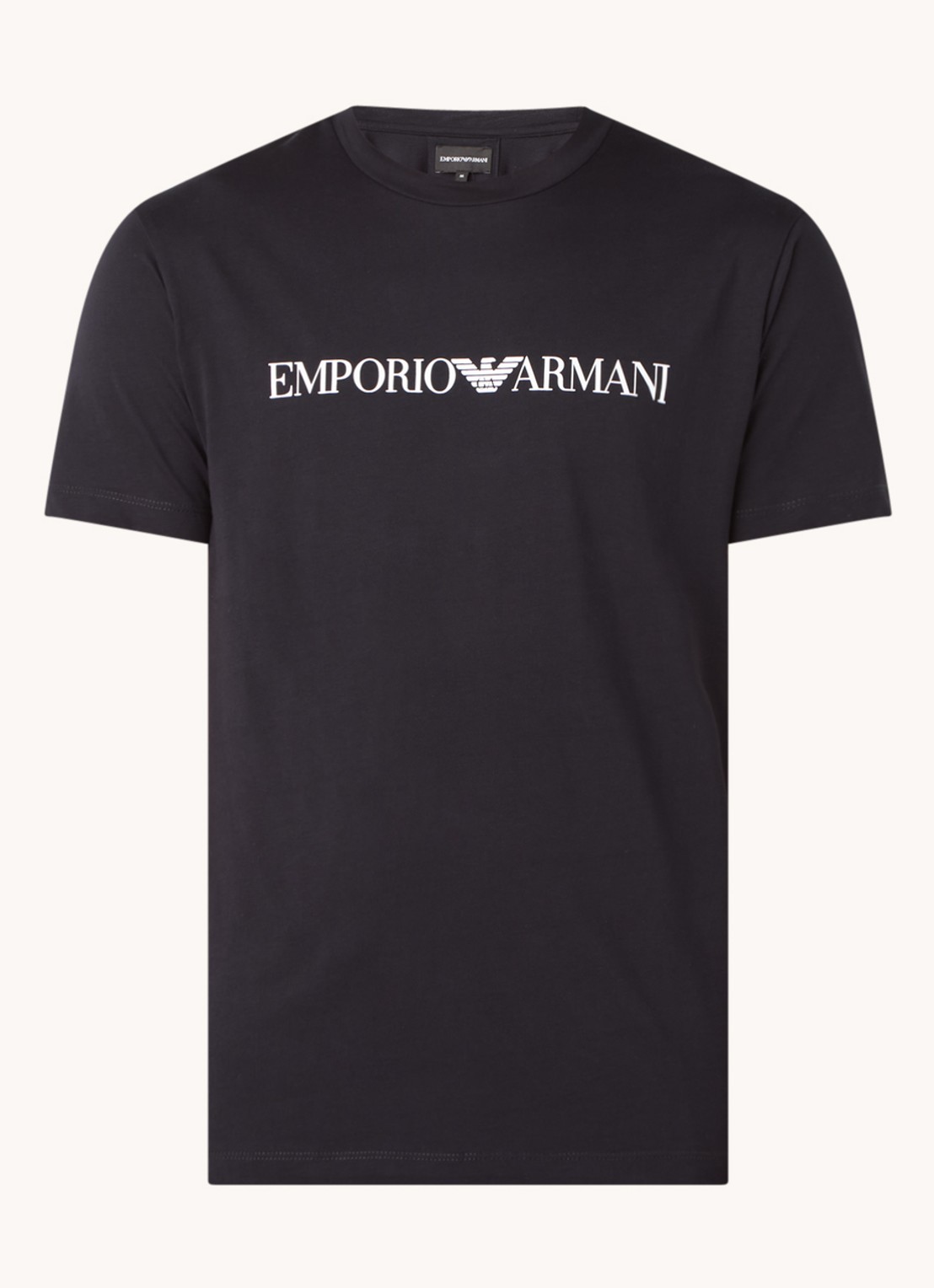 Armani T-shirt met logoprint - voorkant donkerblauw