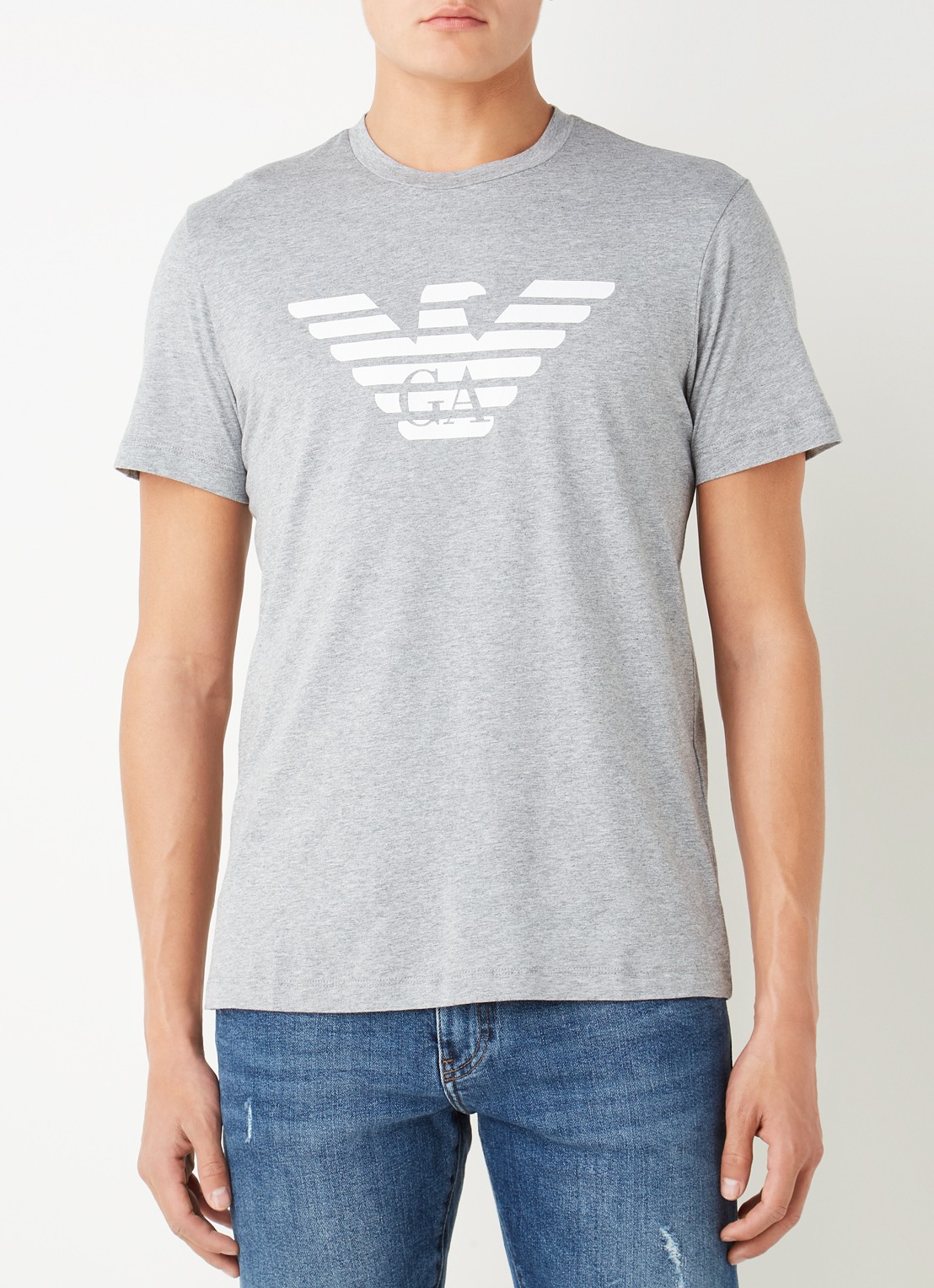 Armani T-shirt met logoprint - detail 2 grijsmele