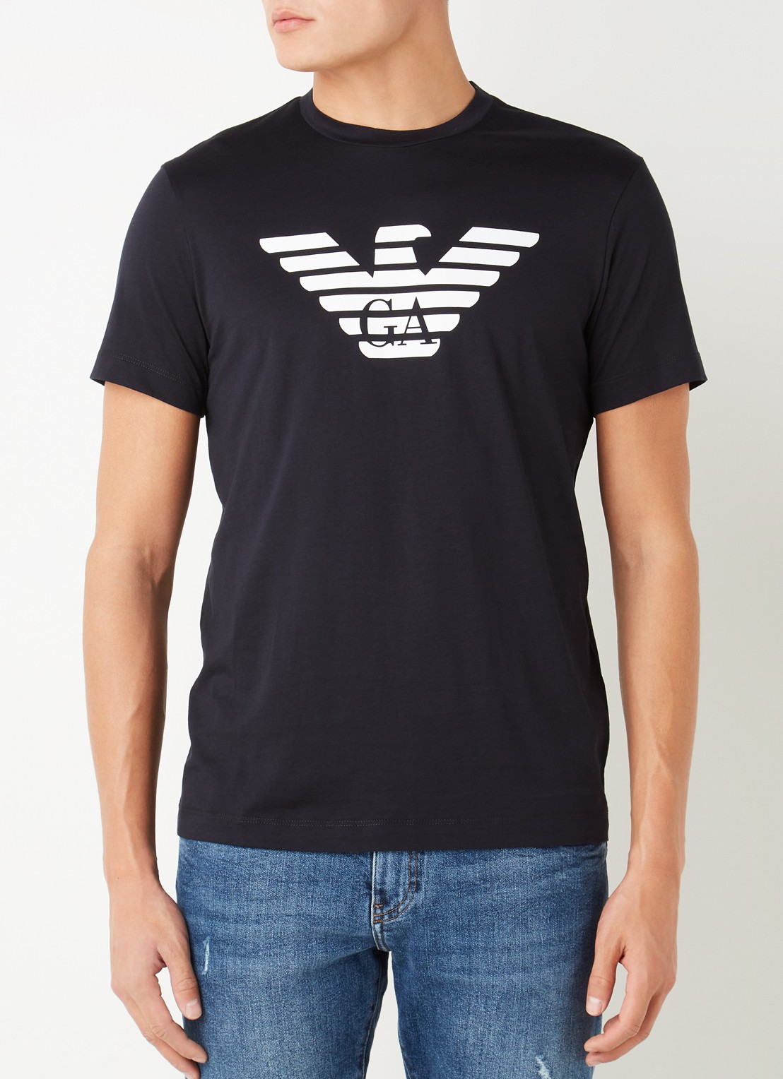 Armani T-shirt met logoprint - detail 2 diepzwart