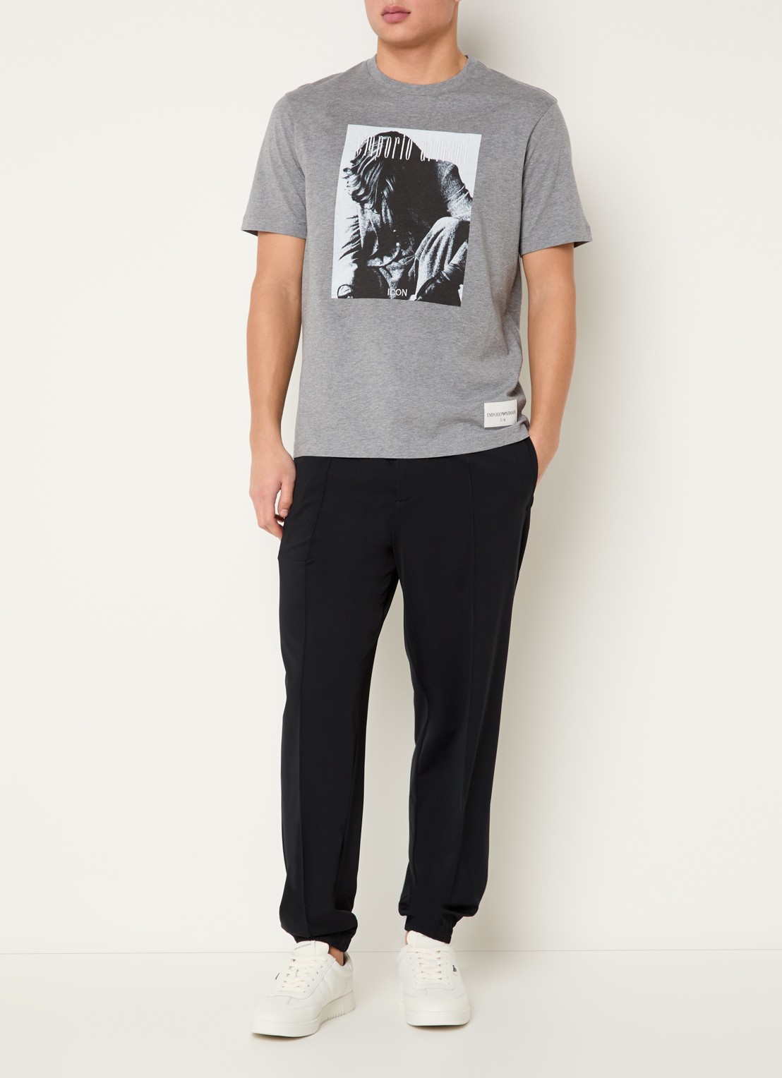 Armani T-shirt met logoprint - voorkant 3 grijsmele