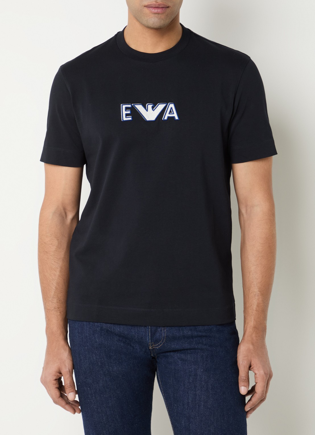 Armani T-shirt met logoprint - detail 4 donkerblauw