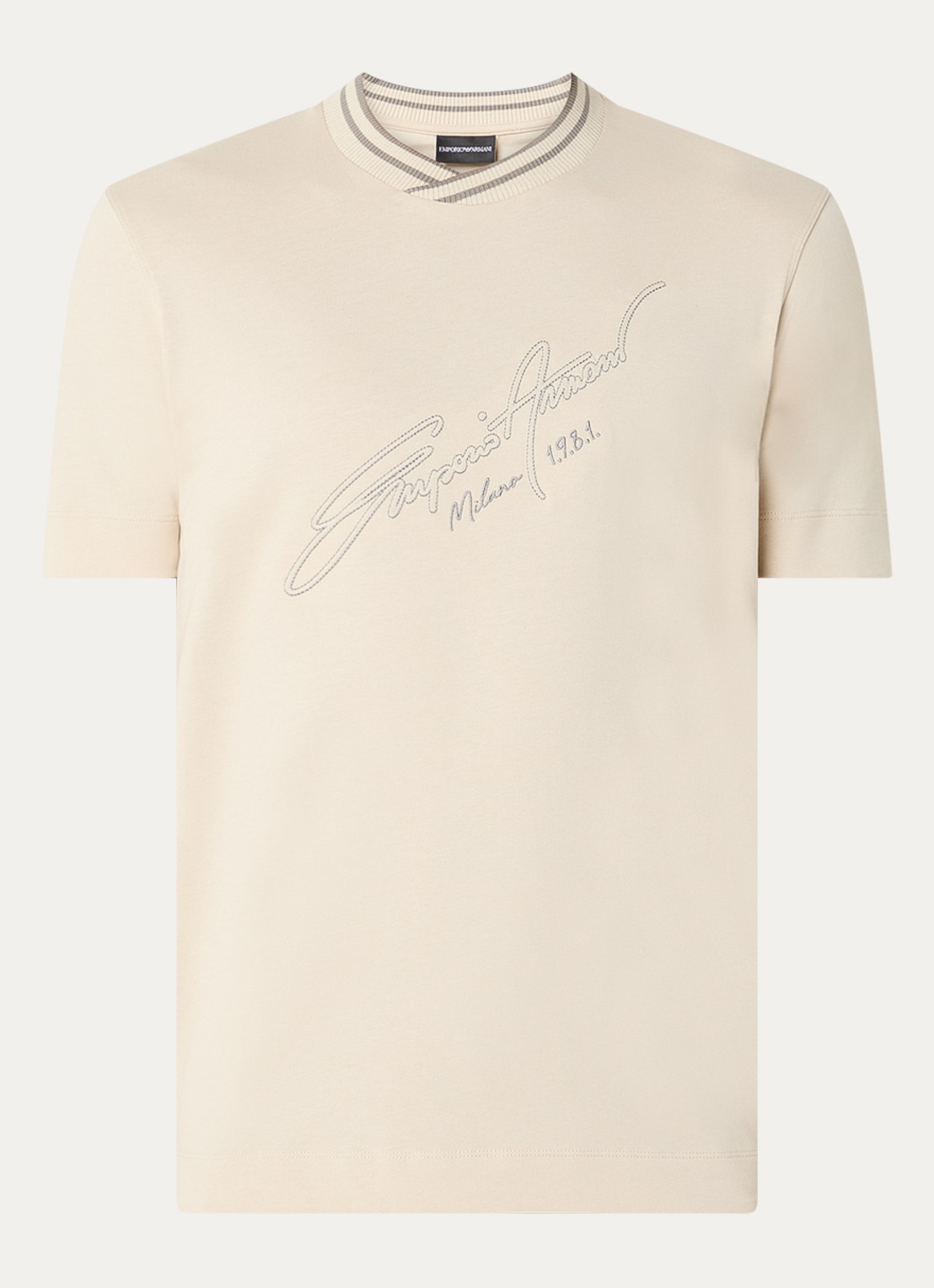Armani T-shirt met logoprint - voorkant beige