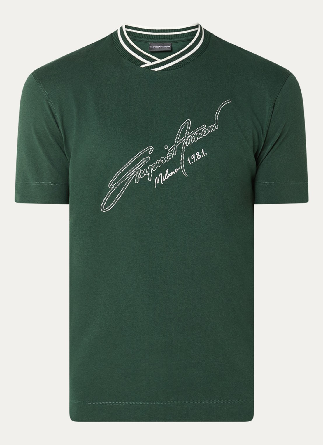Armani T-shirt met logoprint - voorkant donkergroen