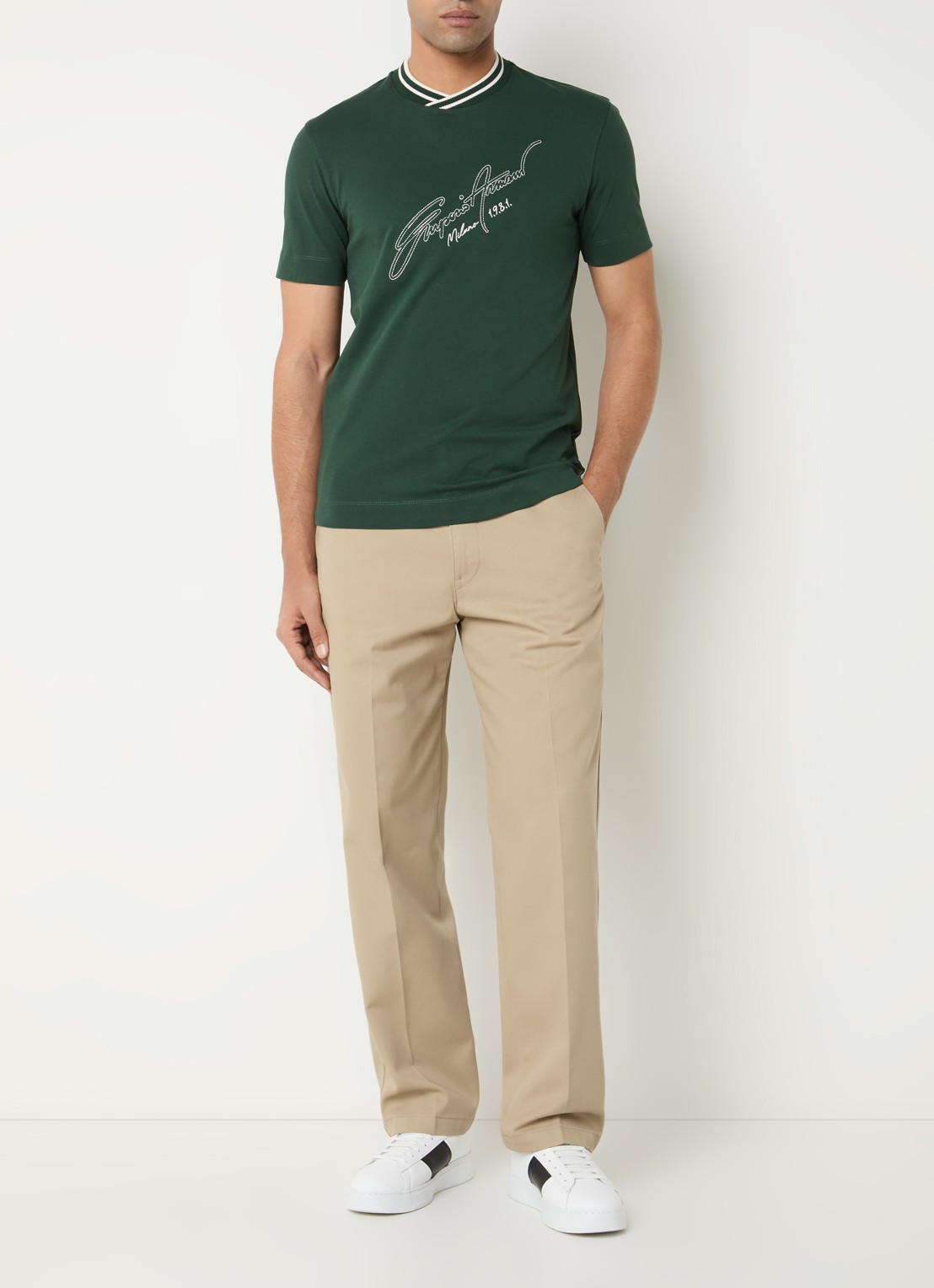 Armani T-shirt met logoprint - voorkant 2 donkergroen