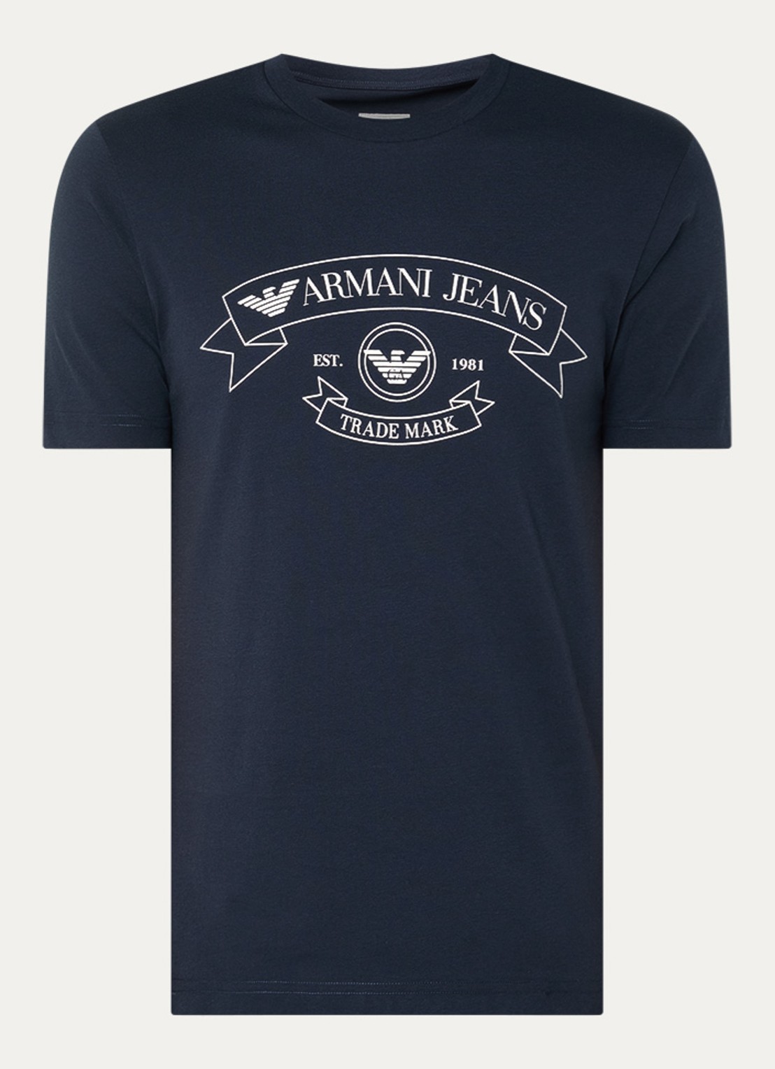Armani T-shirt met logoprint - voorkant 2 donkerblauw