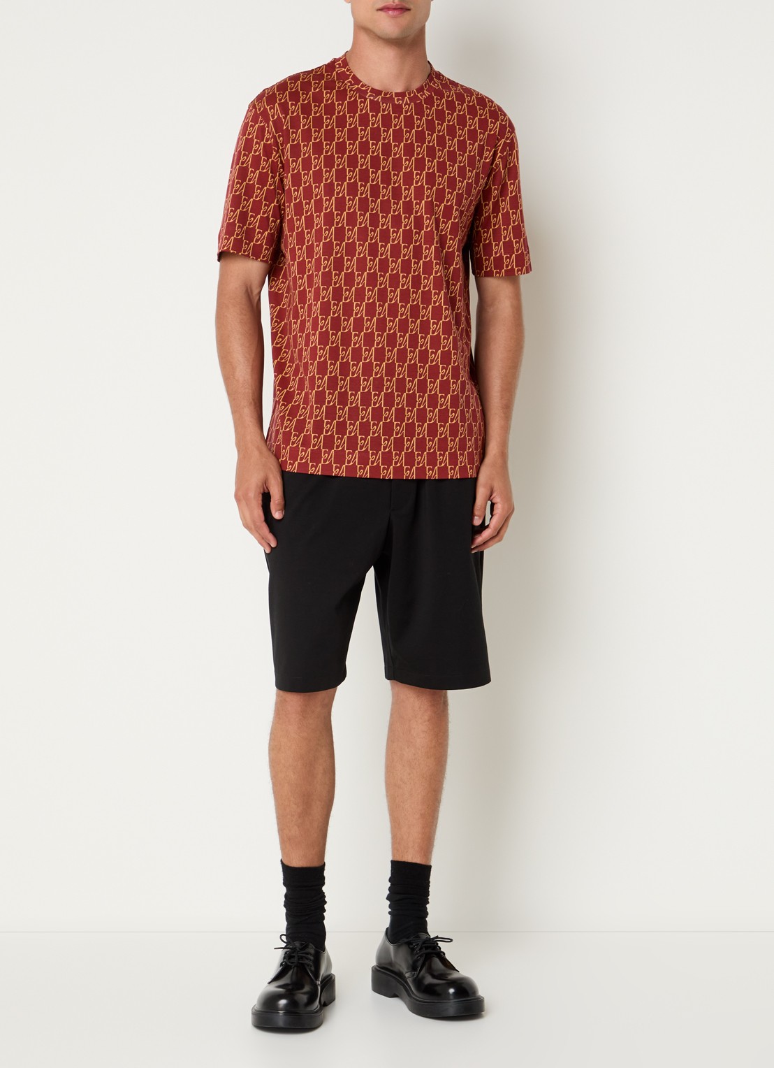 Armani T-shirt met logoprint - voorkant 4 steenrood