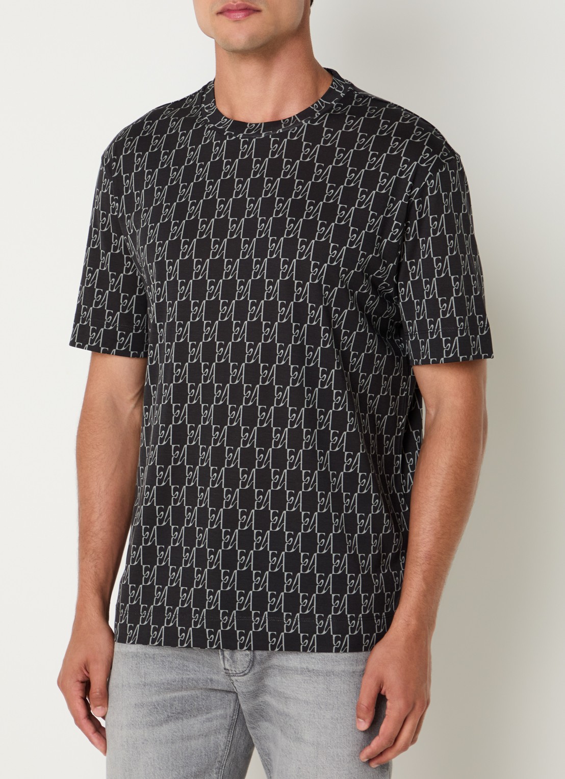 Armani T-shirt met logoprint - detail 2 donkerblauw