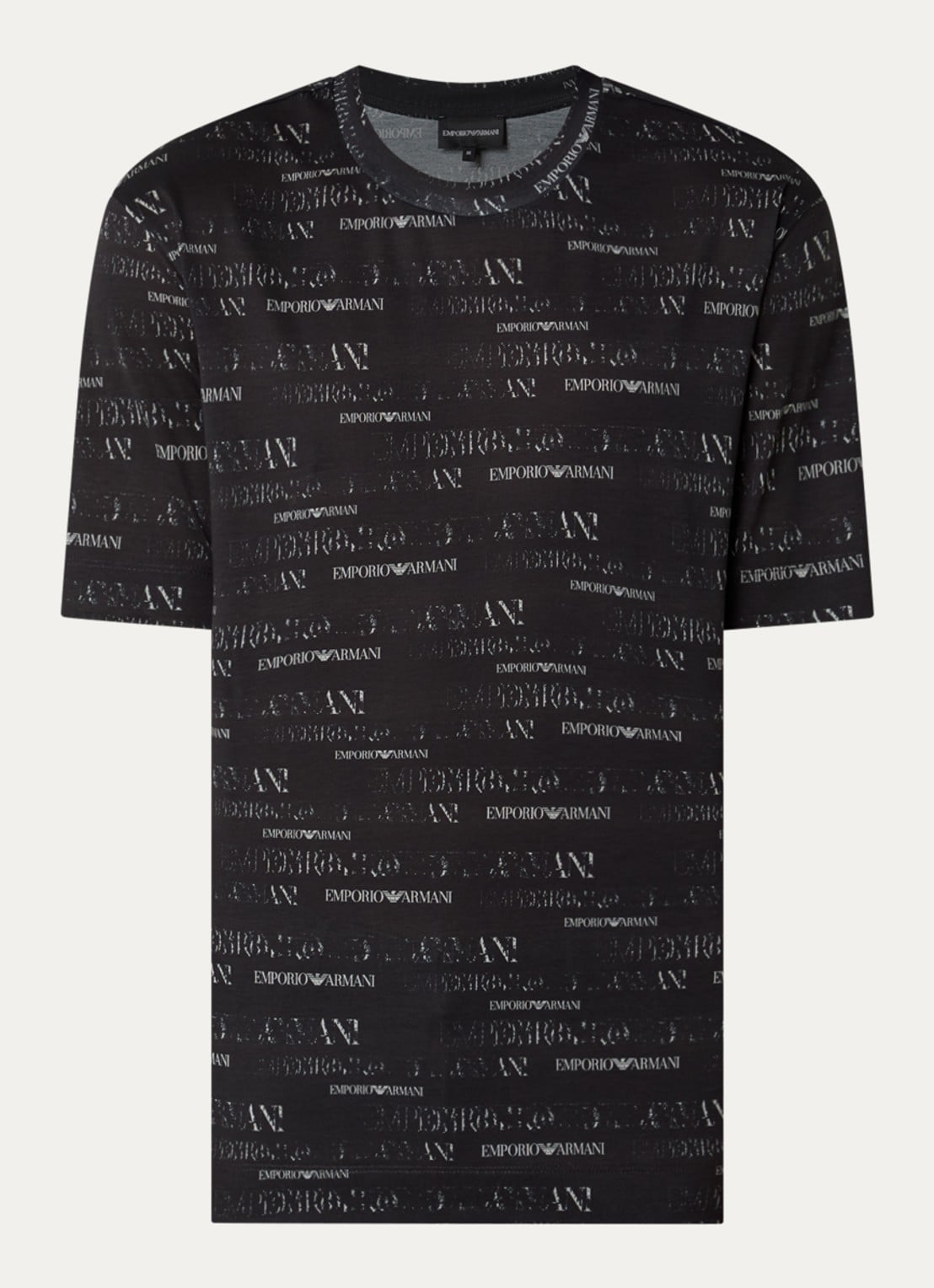 Armani T-shirt met logoprint - voorkant 2 zwart