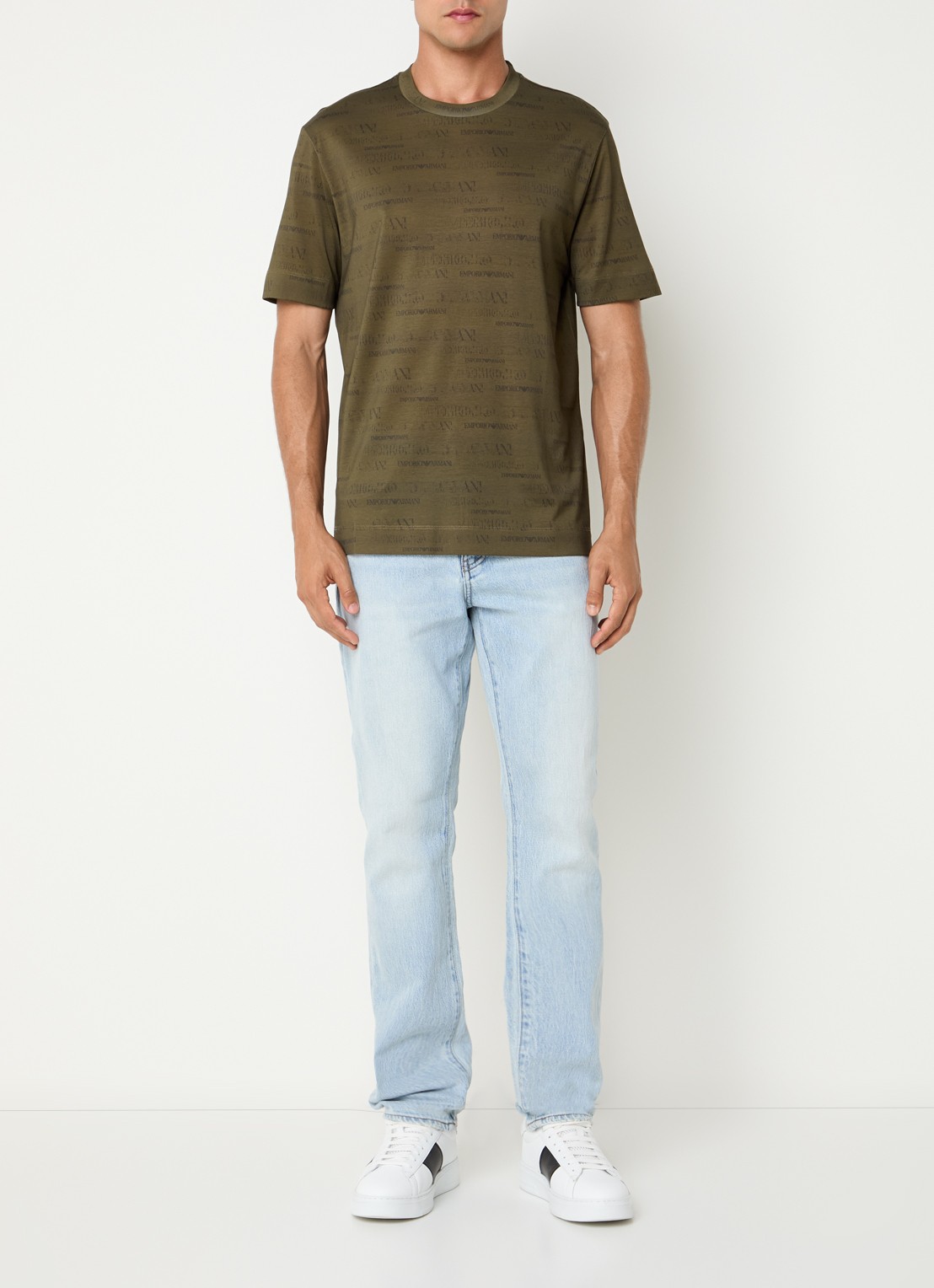 Armani T-shirt met logoprint - voorkant 4 mosgroen