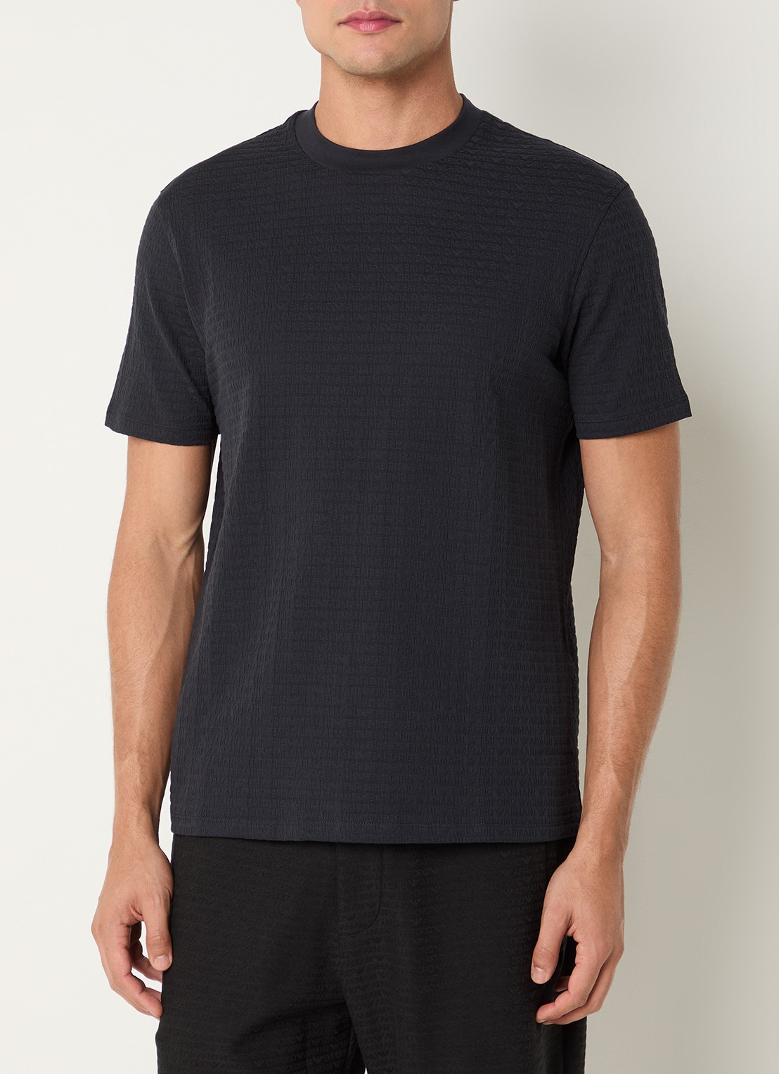 Armani T-shirt met logoprint - detail donkerblauw