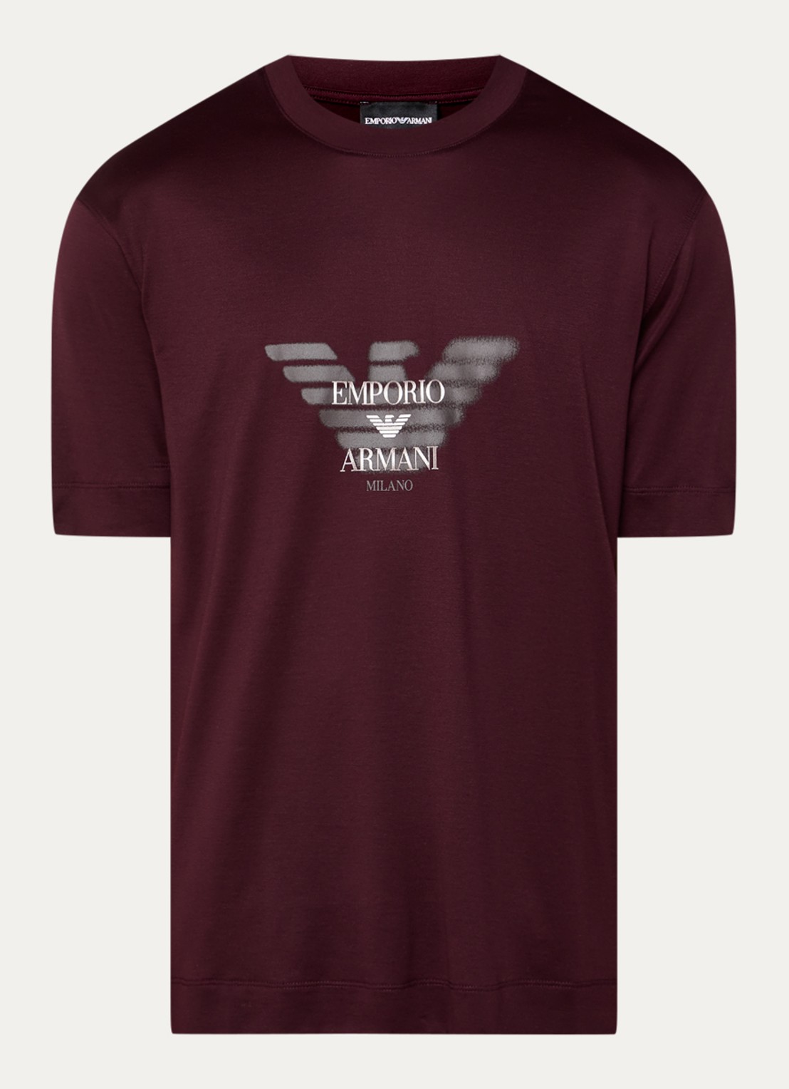 Armani T-shirt met logoprint - voorkant bordeauxrood