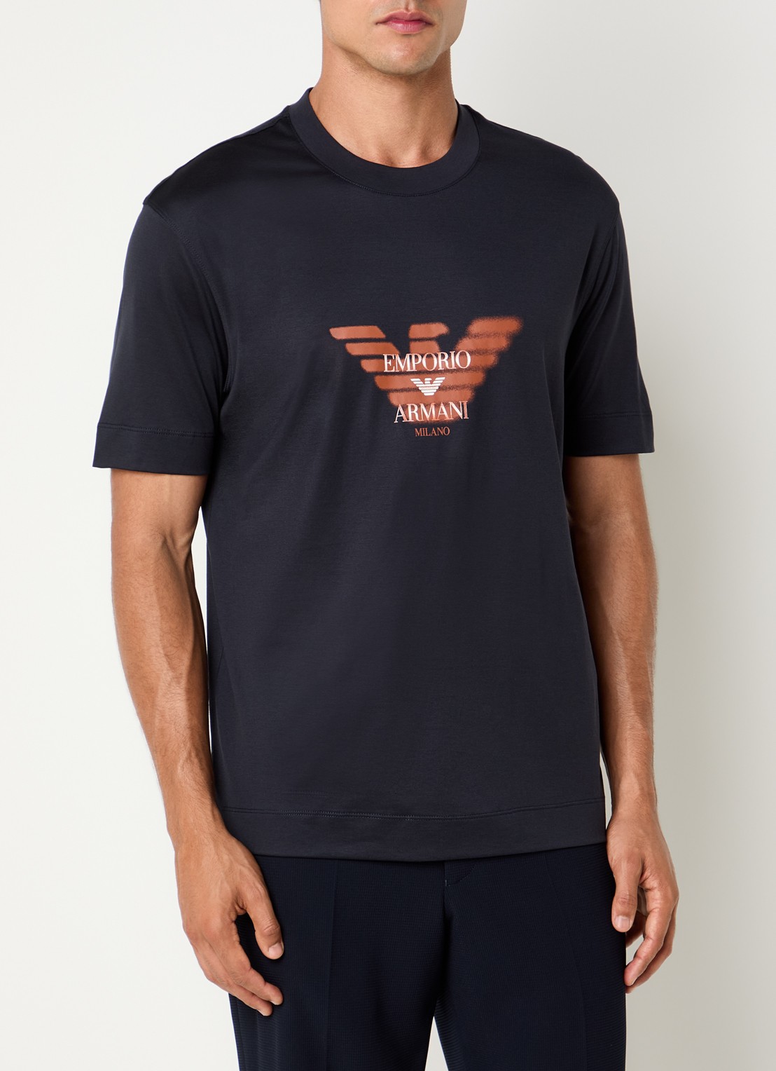 Armani T-shirt met logoprint - detail 3 donkerblauw