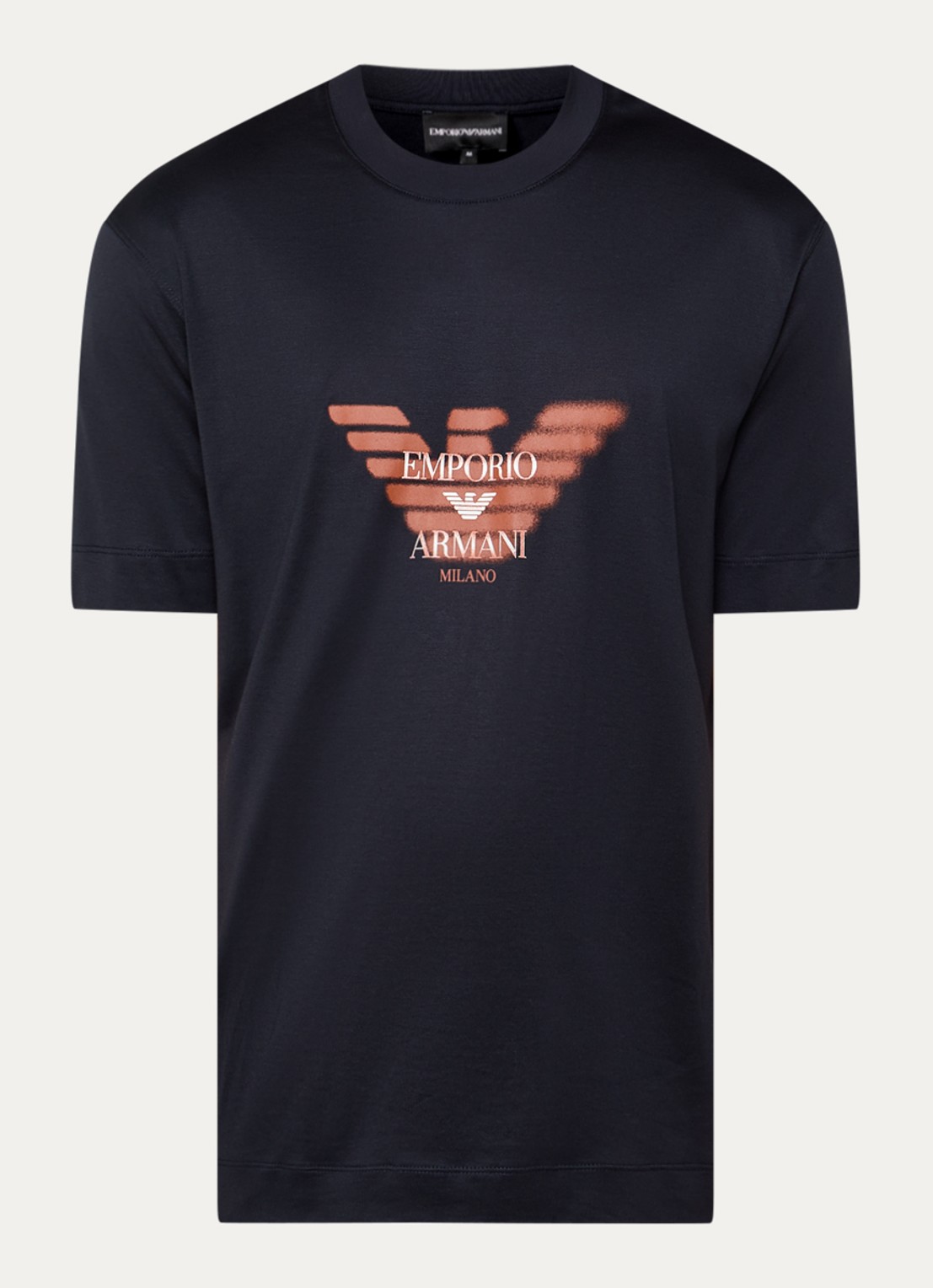 Armani T-shirt met logoprint - voorkant donkerblauw