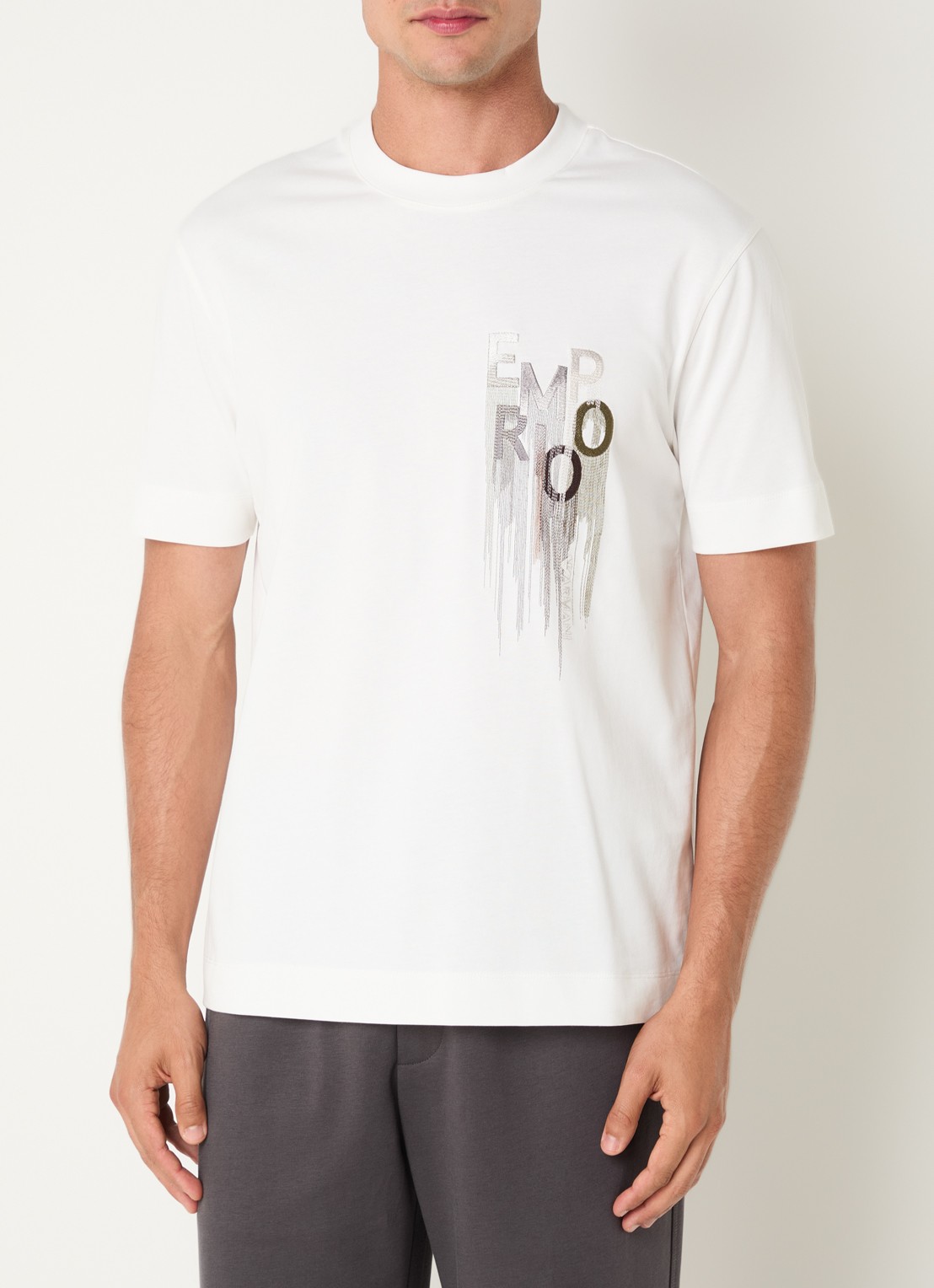 Armani T-shirt met logoprint - detail 3 wit