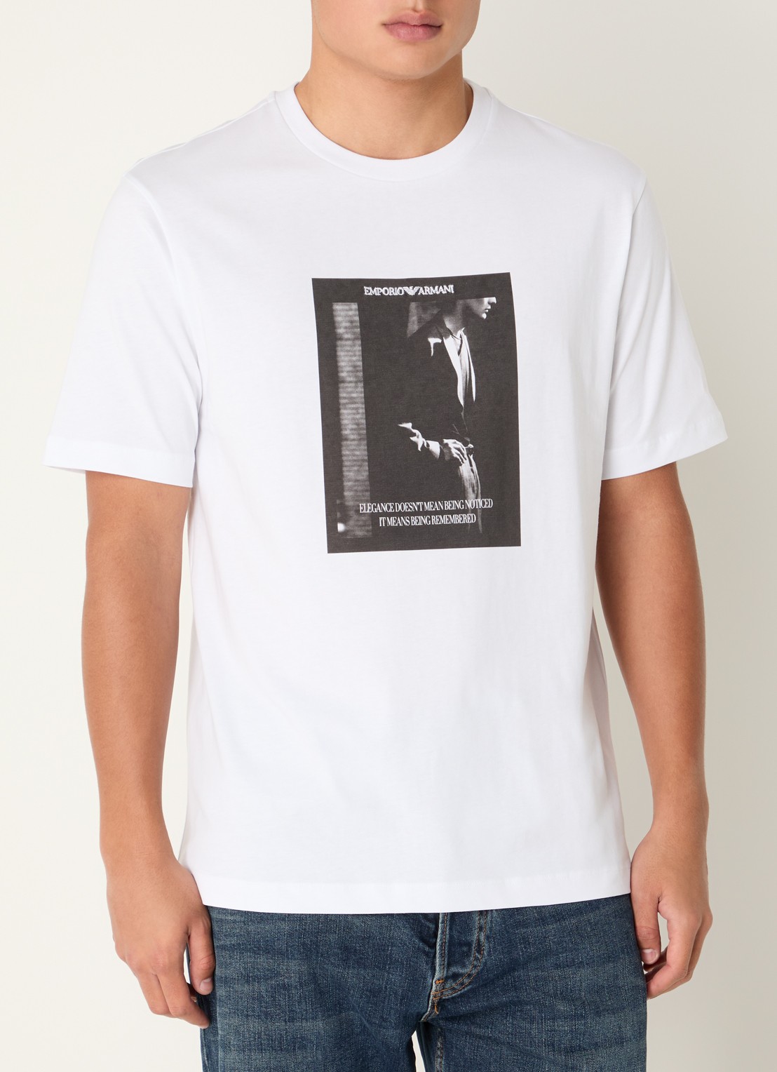 Armani T-shirt met logoprint - detail wit