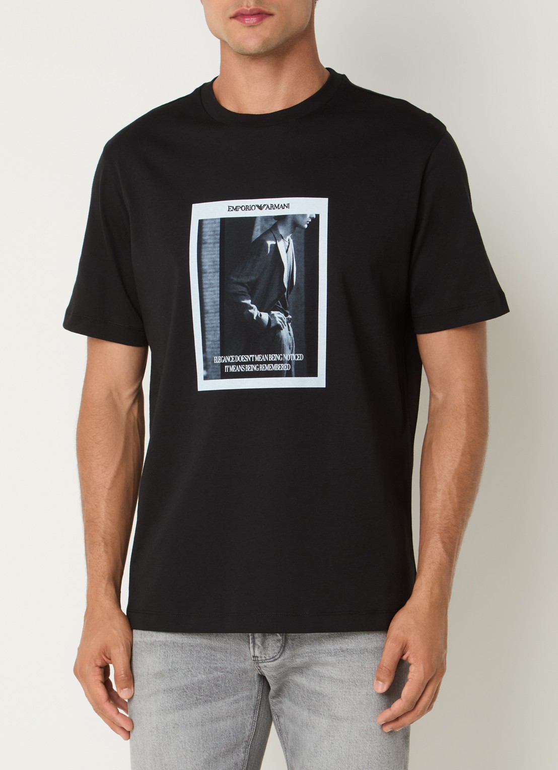 Armani T-shirt met logoprint - detail 3 zwart