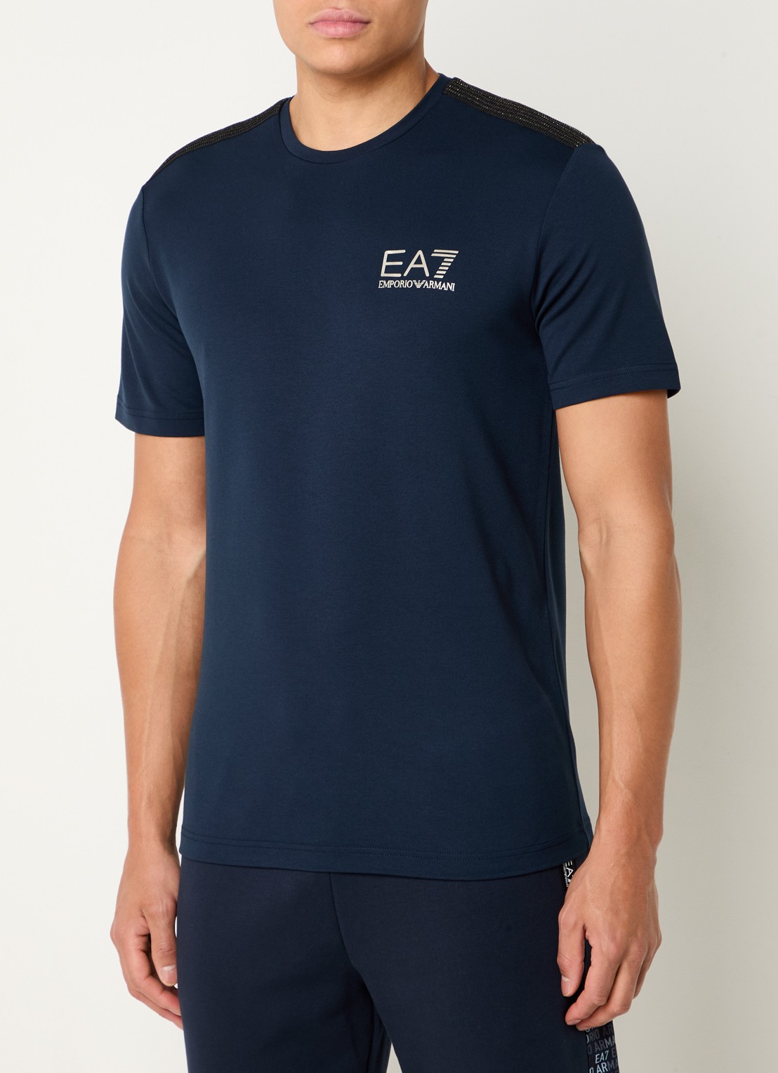 Armani T-shirt met lurex en logo - detail 3 donkerblauw