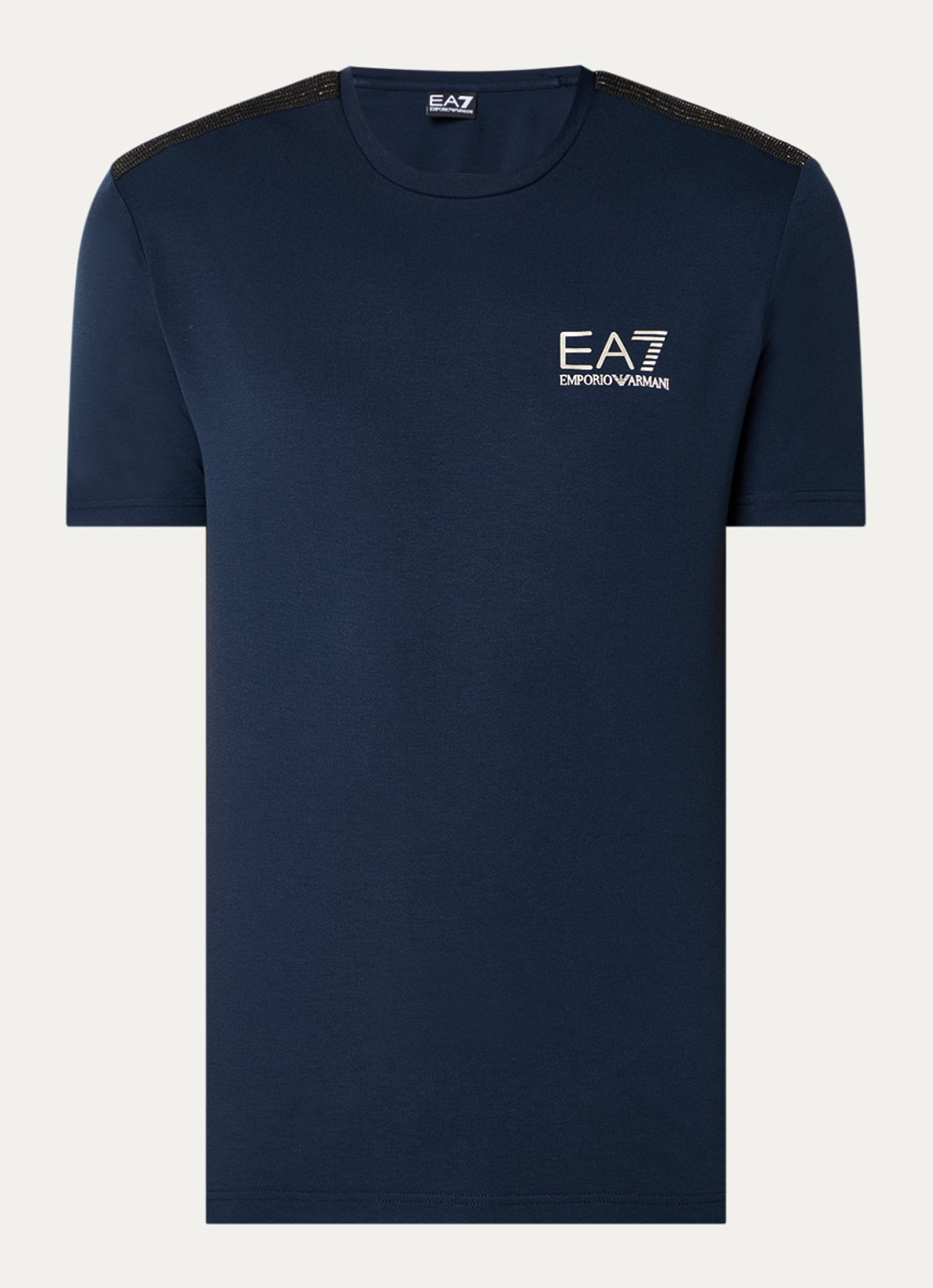 Armani T-shirt met lurex en logo - voorkant donkerblauw