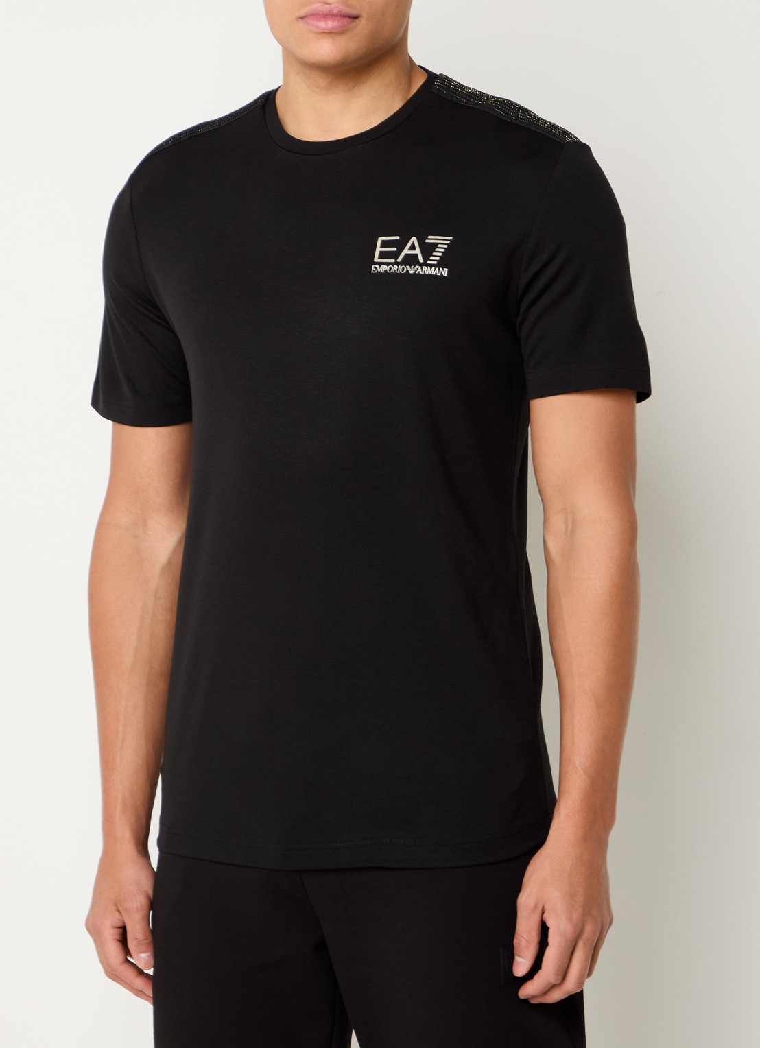 Armani T-shirt met lurex en logo - detail zwart